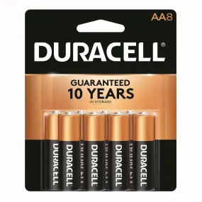 DURACELL COPPERTOP MN15B8ZTSS Battery, 1.5 V Battery, AA Battery, Alkaline, Manganese Dioxide