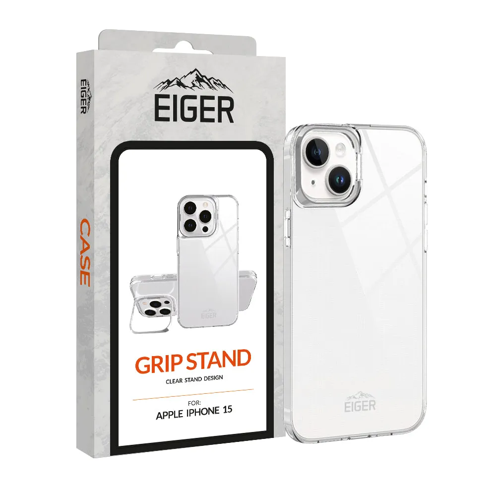 Eiger Grip Stand Case for Apple iPhone 15 in Clear