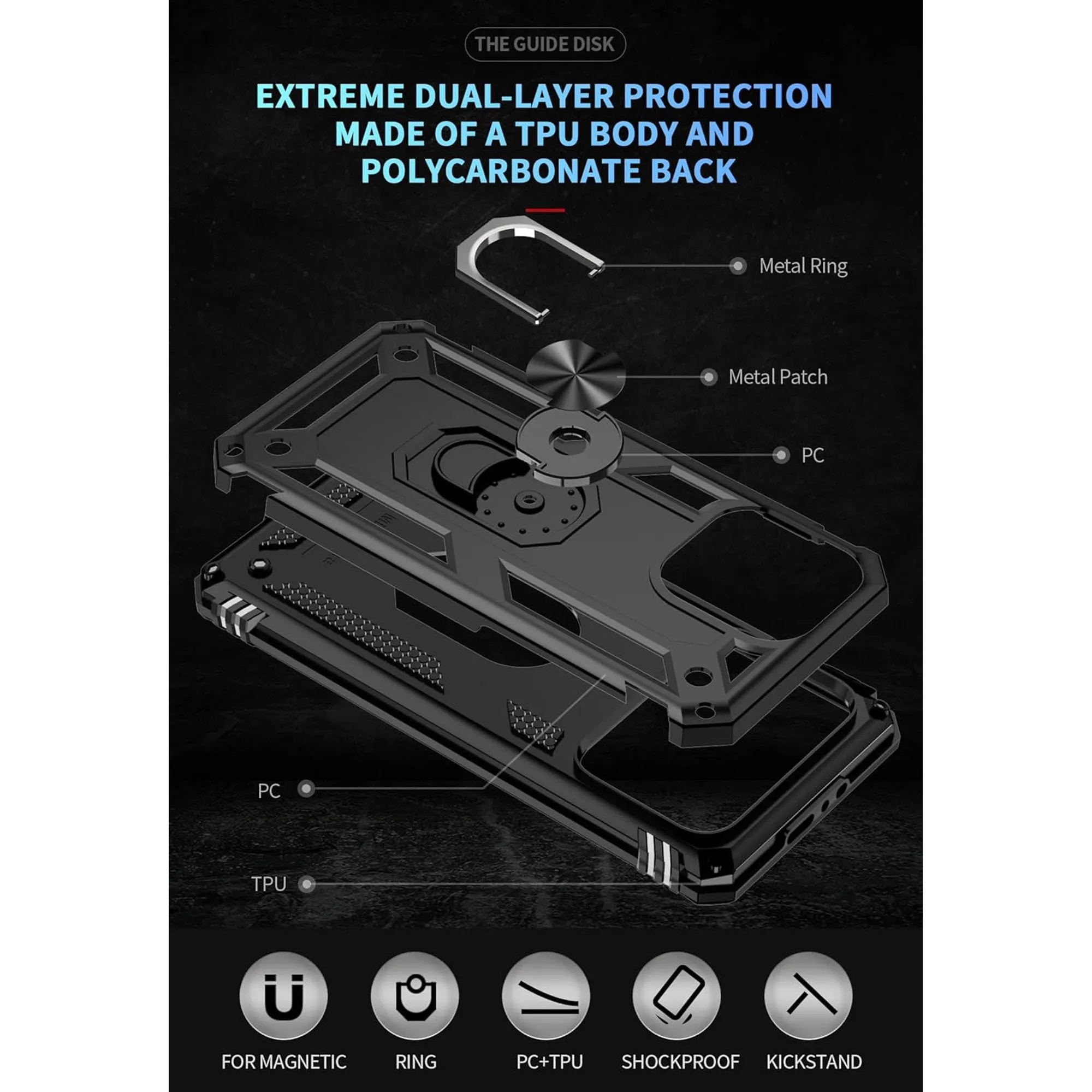 Entronix Apple iPhone X Case - Guard Ring Holder & 2 Clear Screen Protectors