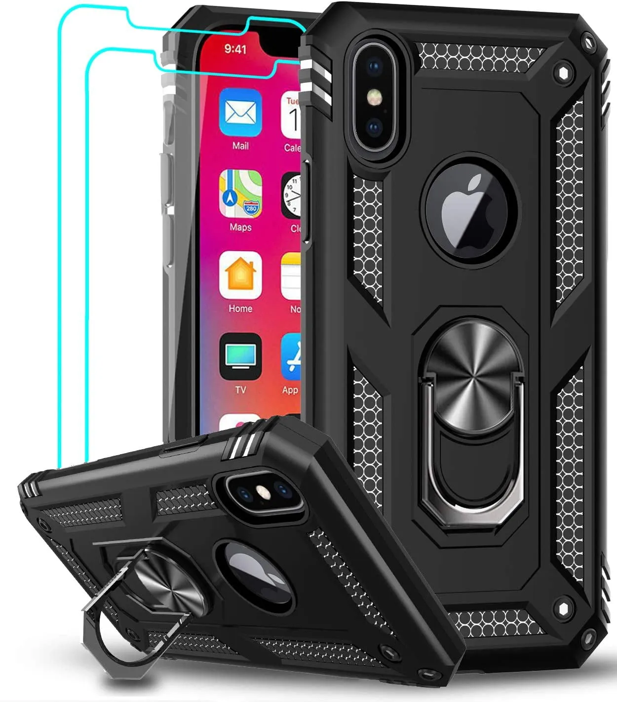 Entronix Apple iPhone X Case - Guard Ring Holder & 2 Clear Screen Protectors