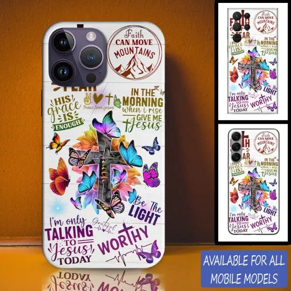 Faith Butterfly Cross Sticker Personalized Phone Case - Christian Phone Case - Bible Verse Phone Case