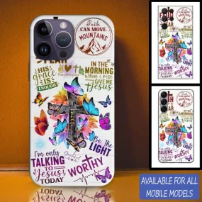 Faith Butterfly Cross Sticker Personalized Phone Case - Christian Phone Case - Bible Verse Phone Case