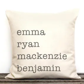 Family Names Personalized Decorative Canvas Throw Pillow Case