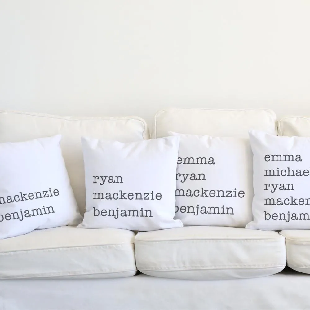 Family Names Personalized Decorative Canvas Throw Pillow Case