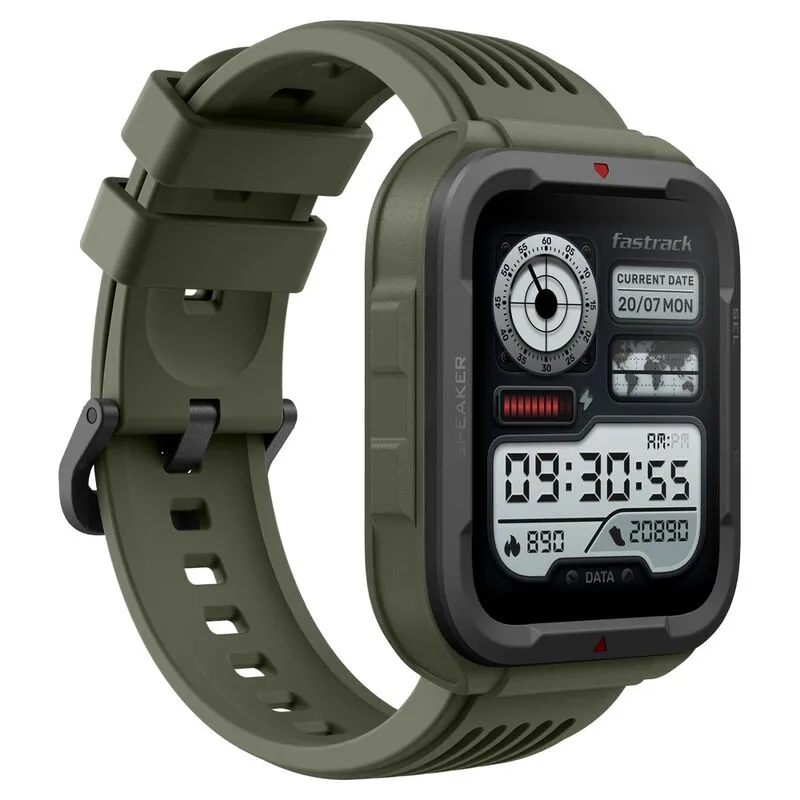 Fastrack Active with 4.64 CM UltraVU HD Display and Functional Crown Rugged Smartwatch with SingleSync Bluetooth Calling, 38101PP03