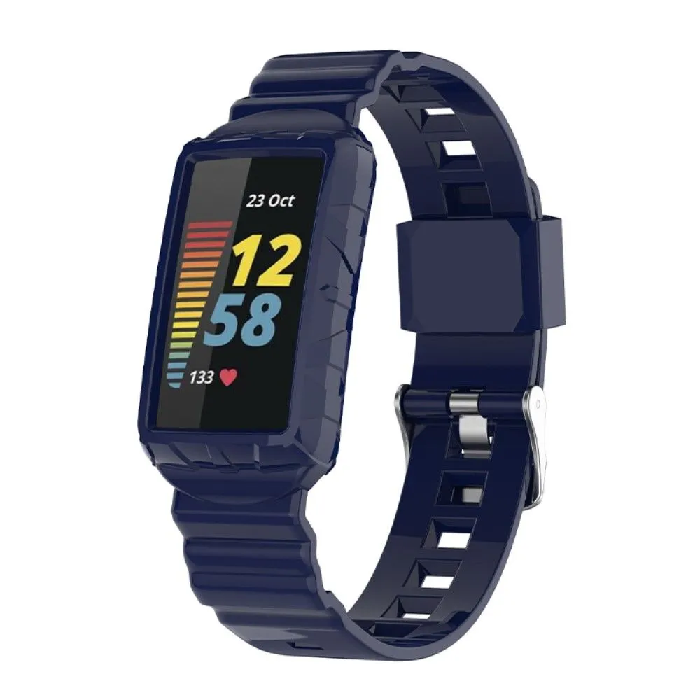 Fitbit Charge 5 / 4 / 3 integrated TPU cover   watch strap - Navy Blue