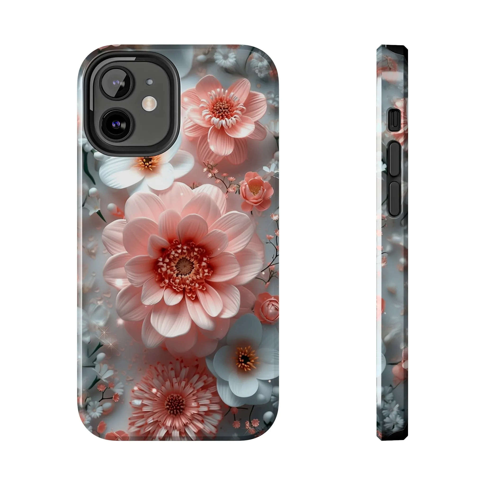 Floral iPhone Case, Elegant Pink and White Blossom Design, Protective Phone Cover, Stylish 3D Flower Pattern compatible with a large variety of iPhone models, Phone Case, Gift