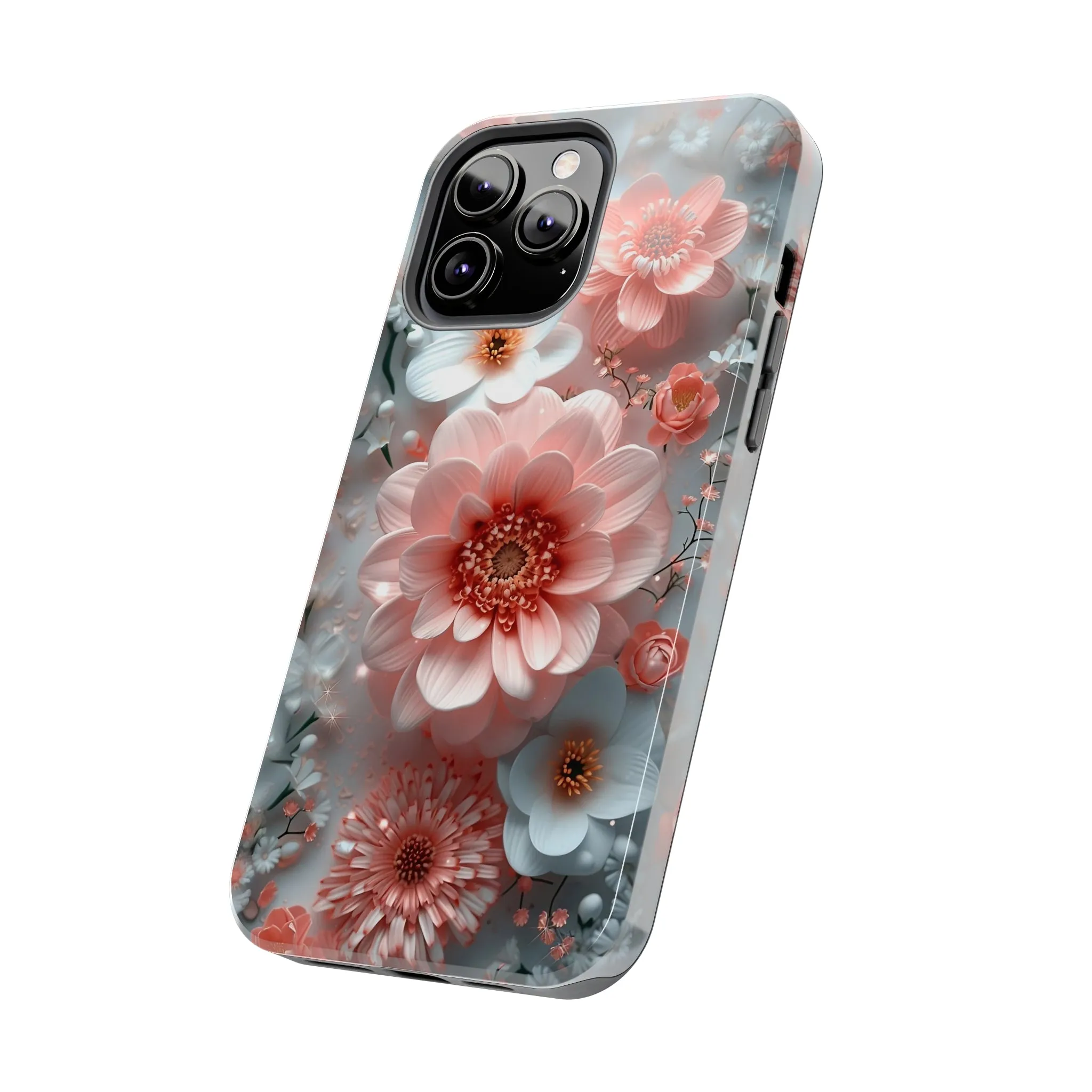 Floral iPhone Case, Elegant Pink and White Blossom Design, Protective Phone Cover, Stylish 3D Flower Pattern compatible with a large variety of iPhone models, Phone Case, Gift