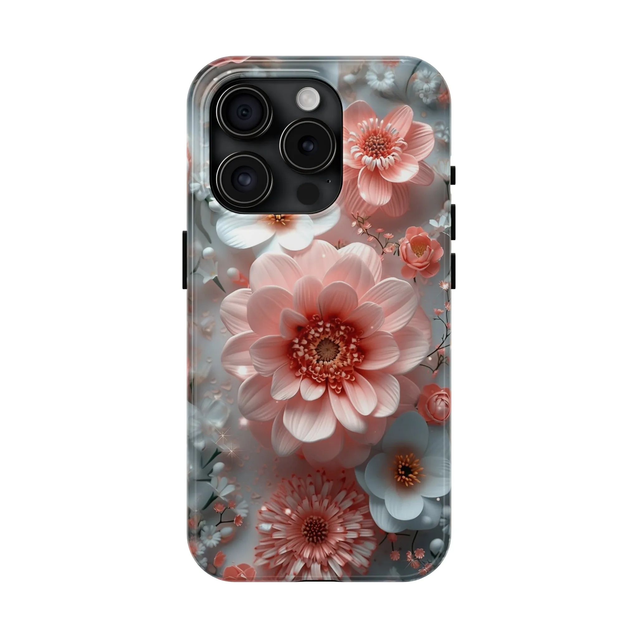 Floral iPhone Case, Elegant Pink and White Blossom Design, Protective Phone Cover, Stylish 3D Flower Pattern compatible with a large variety of iPhone models, Phone Case, Gift