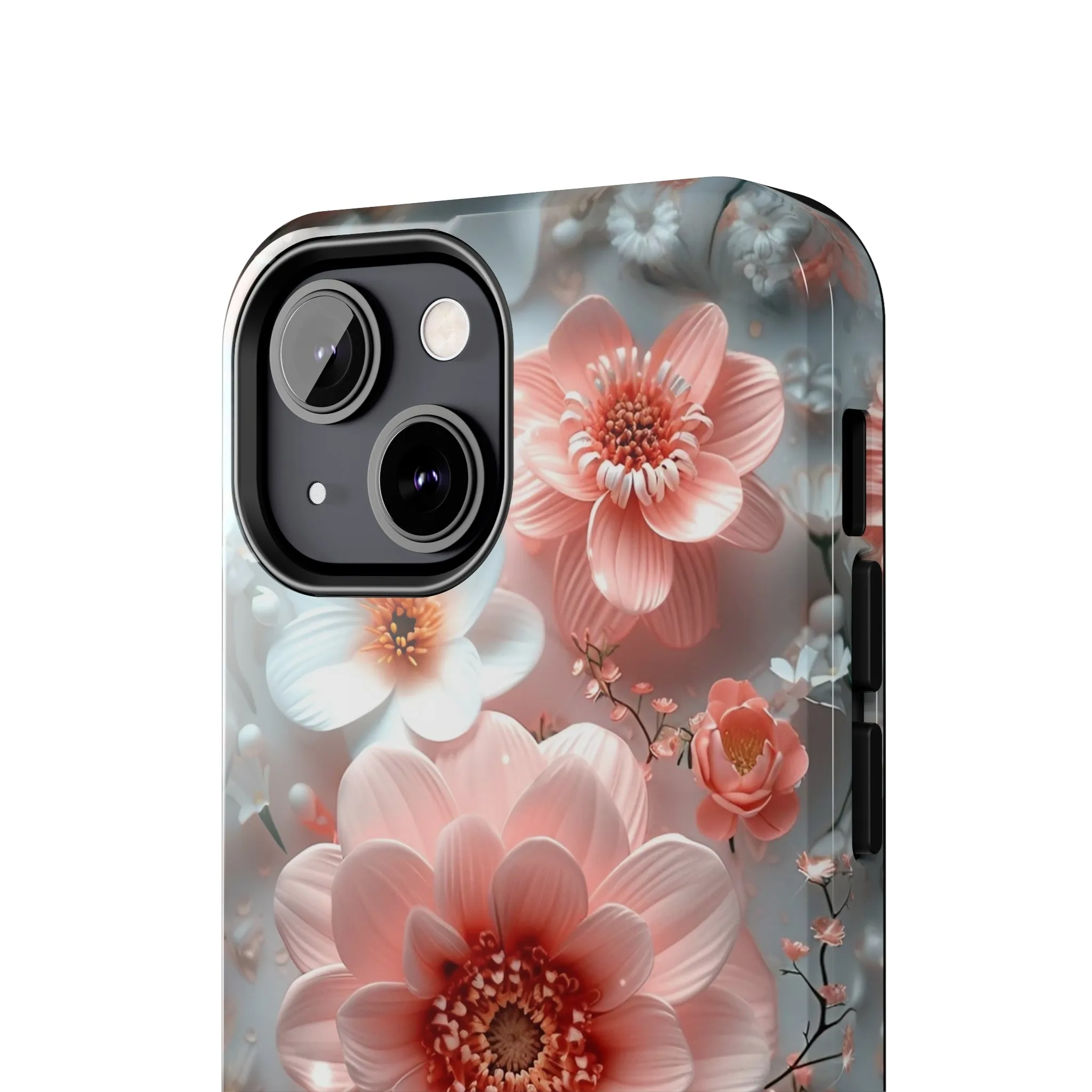 Floral iPhone Case, Elegant Pink and White Blossom Design, Protective Phone Cover, Stylish 3D Flower Pattern compatible with a large variety of iPhone models, Phone Case, Gift