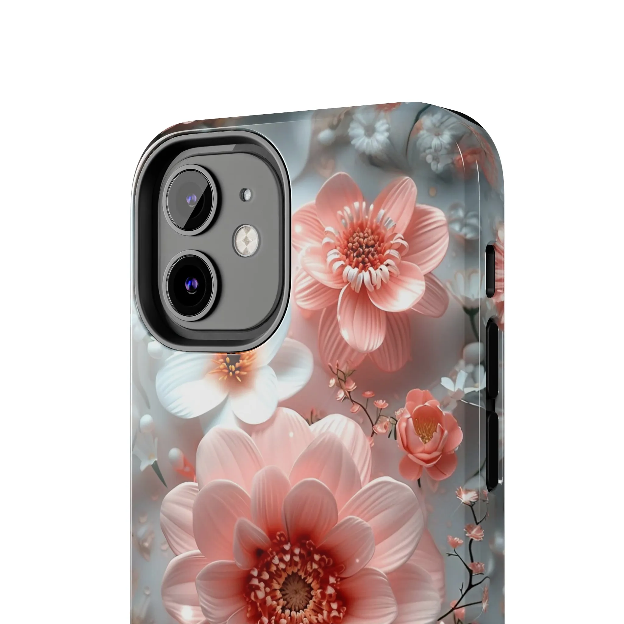 Floral iPhone Case, Elegant Pink and White Blossom Design, Protective Phone Cover, Stylish 3D Flower Pattern compatible with a large variety of iPhone models, Phone Case, Gift