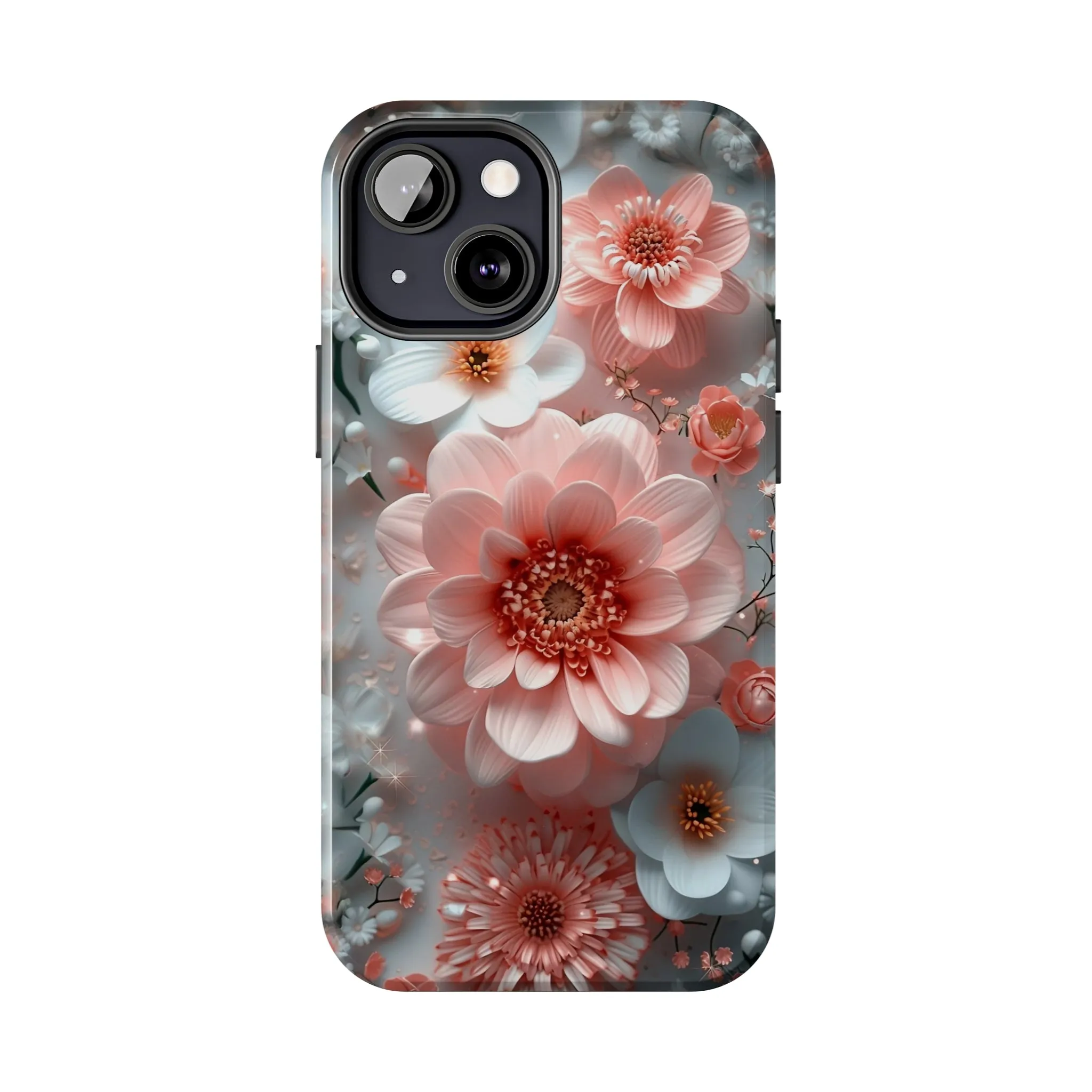 Floral iPhone Case, Elegant Pink and White Blossom Design, Protective Phone Cover, Stylish 3D Flower Pattern compatible with a large variety of iPhone models, Phone Case, Gift