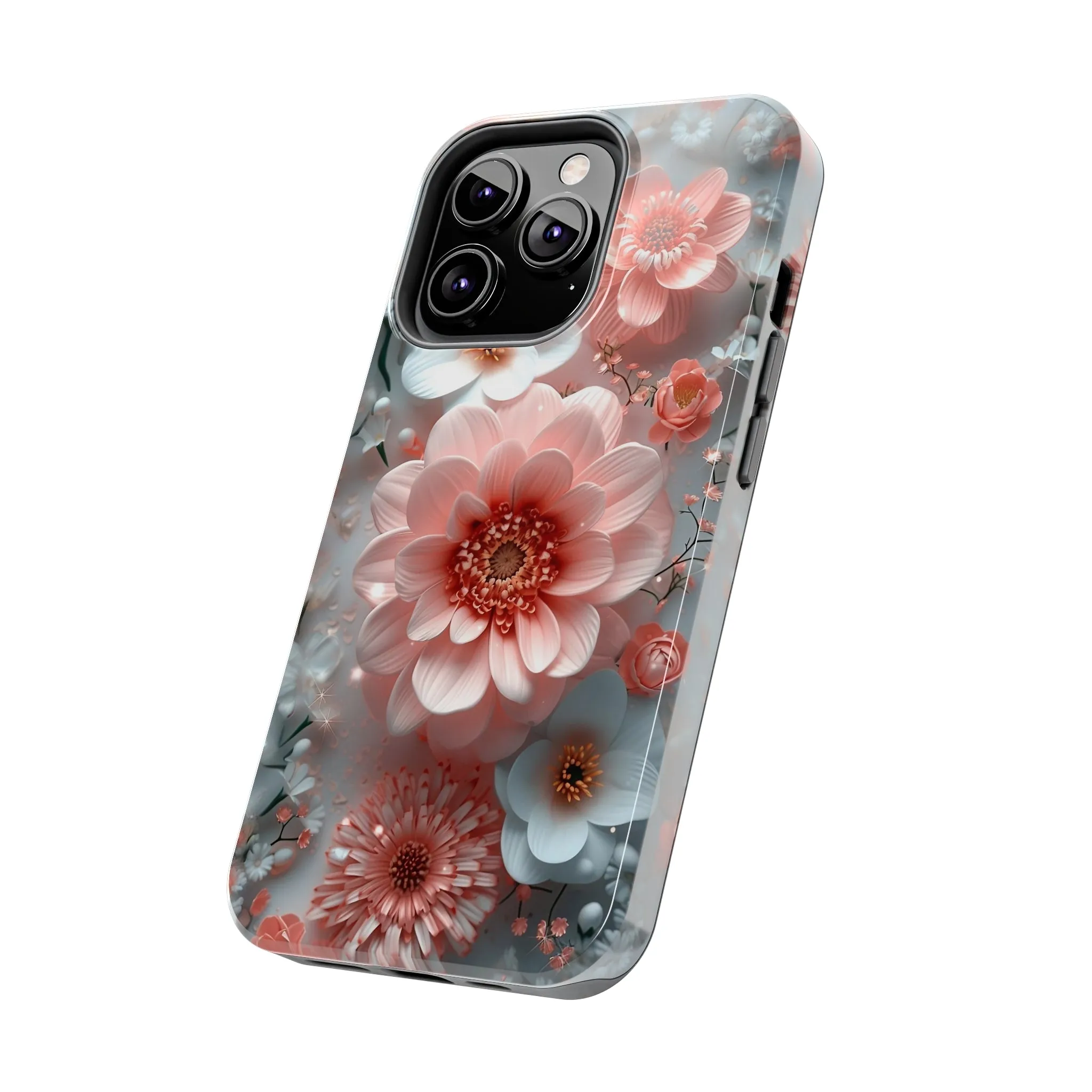 Floral iPhone Case, Elegant Pink and White Blossom Design, Protective Phone Cover, Stylish 3D Flower Pattern compatible with a large variety of iPhone models, Phone Case, Gift