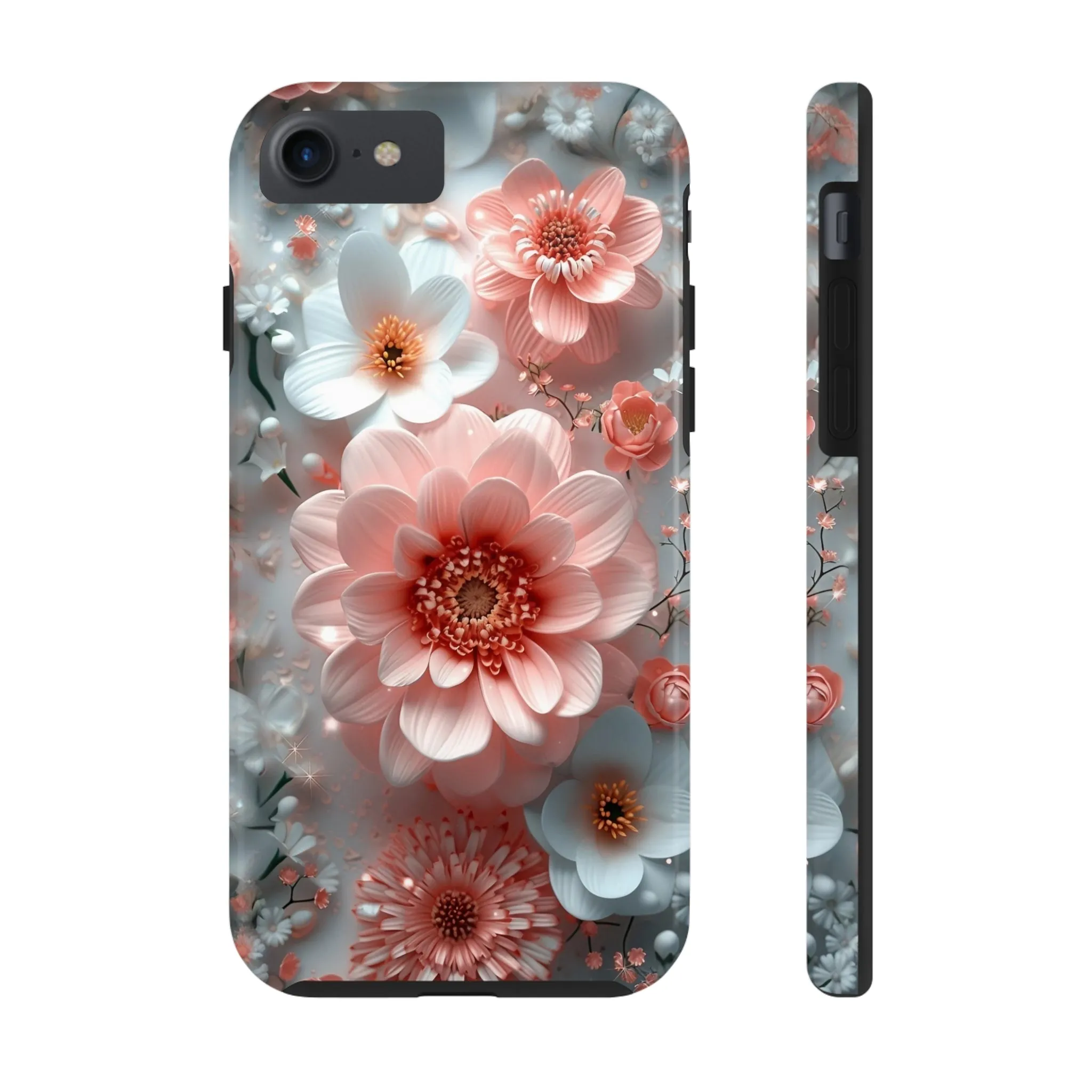 Floral iPhone Case, Elegant Pink and White Blossom Design, Protective Phone Cover, Stylish 3D Flower Pattern compatible with a large variety of iPhone models, Phone Case, Gift