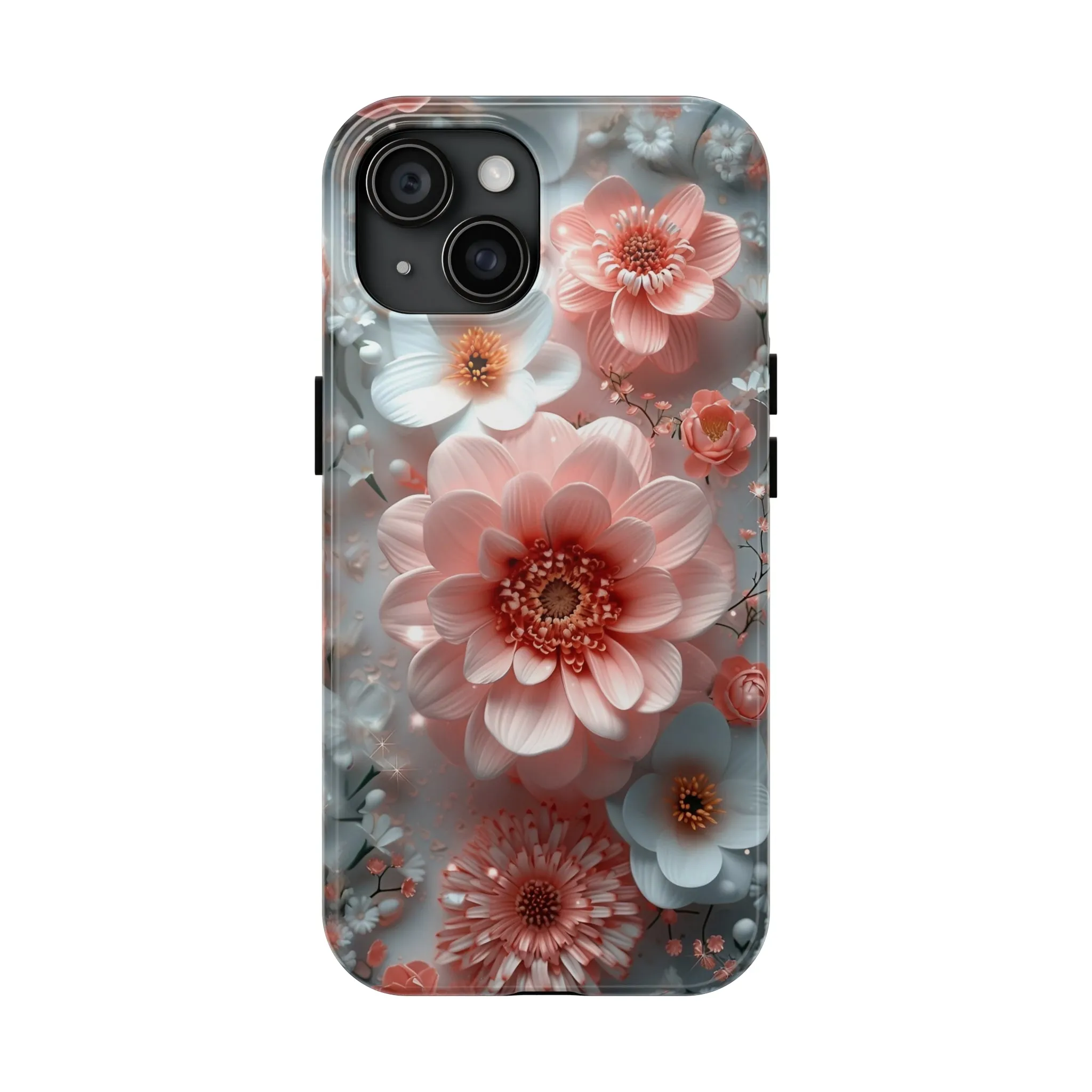 Floral iPhone Case, Elegant Pink and White Blossom Design, Protective Phone Cover, Stylish 3D Flower Pattern compatible with a large variety of iPhone models, Phone Case, Gift