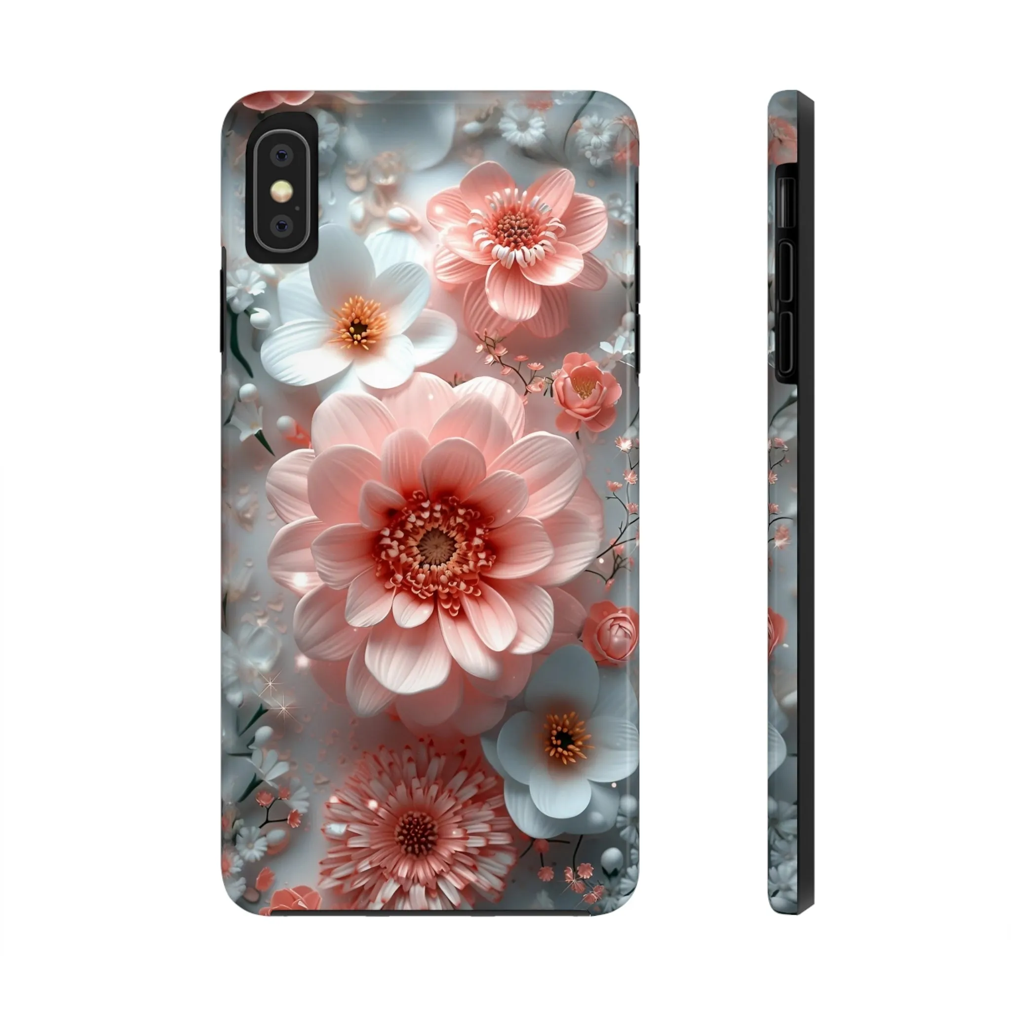 Floral iPhone Case, Elegant Pink and White Blossom Design, Protective Phone Cover, Stylish 3D Flower Pattern compatible with a large variety of iPhone models, Phone Case, Gift