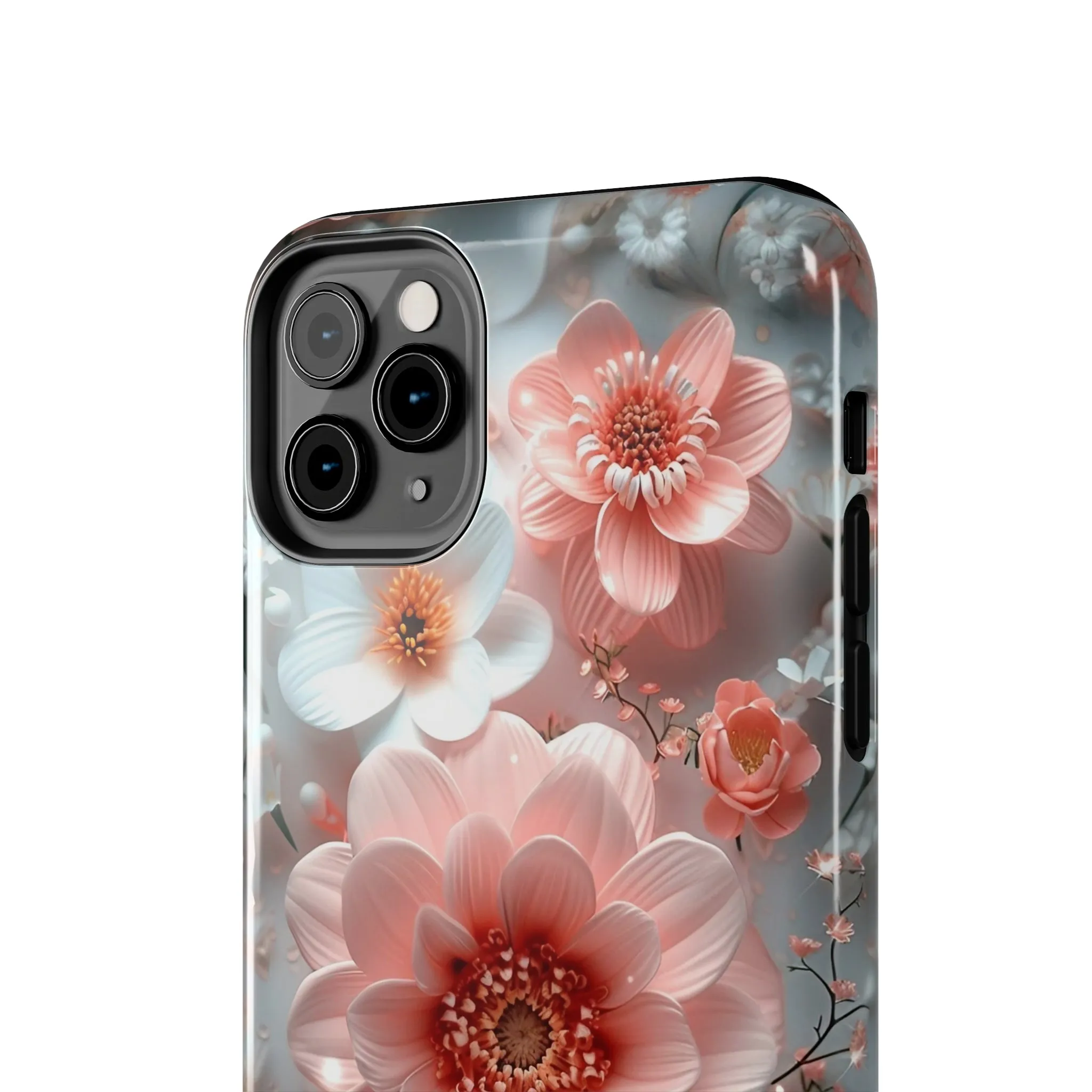 Floral iPhone Case, Elegant Pink and White Blossom Design, Protective Phone Cover, Stylish 3D Flower Pattern compatible with a large variety of iPhone models, Phone Case, Gift