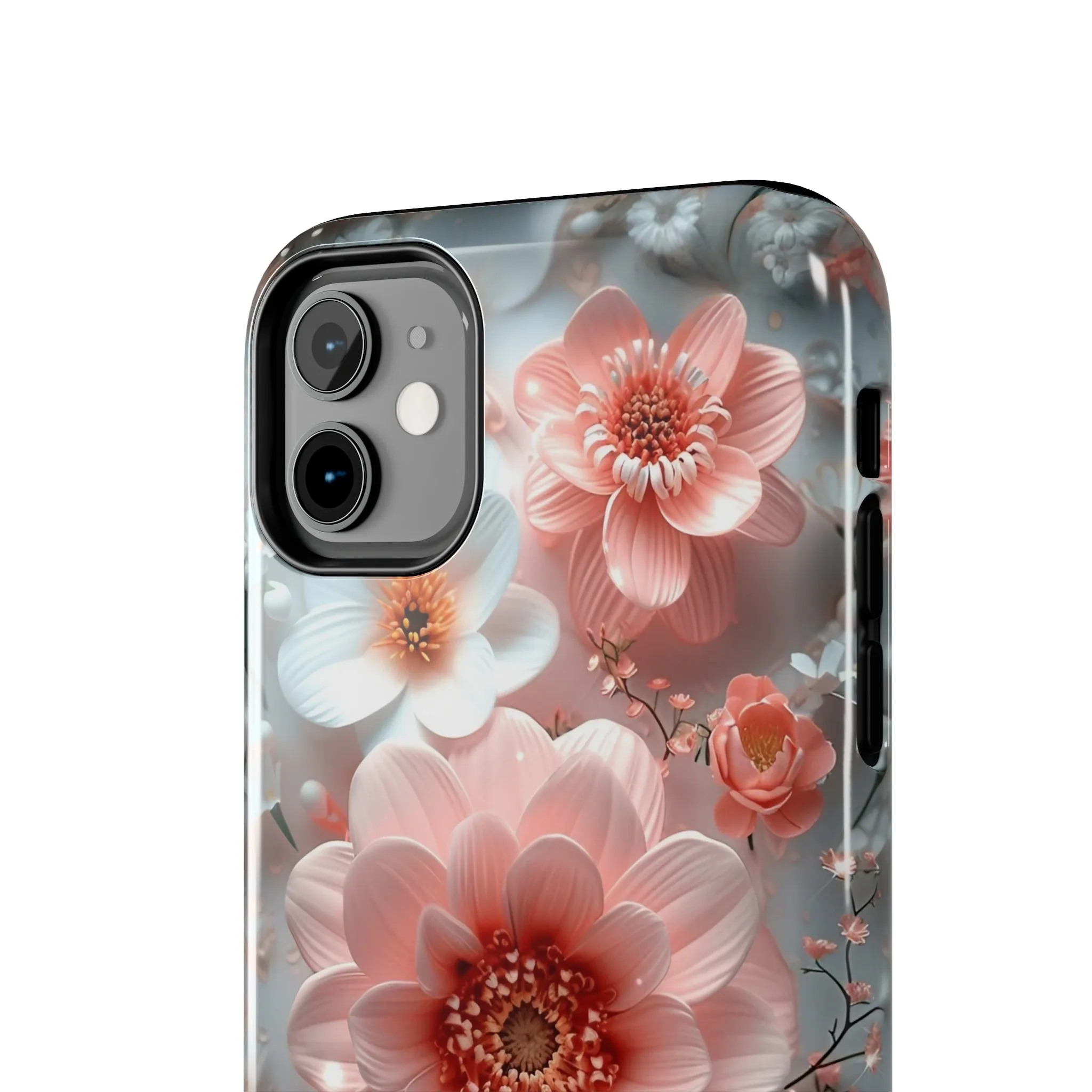 Floral iPhone Case, Elegant Pink and White Blossom Design, Protective Phone Cover, Stylish 3D Flower Pattern compatible with a large variety of iPhone models, Phone Case, Gift