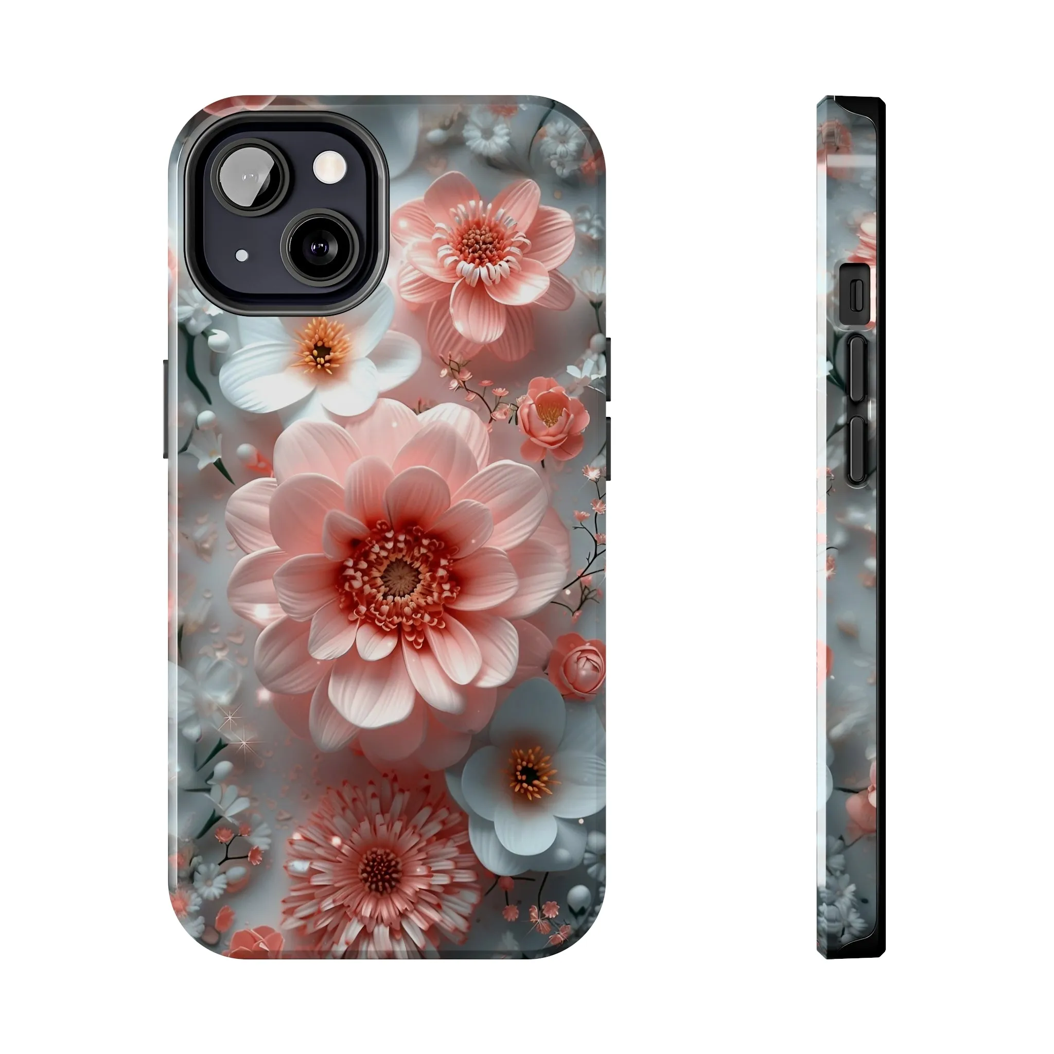 Floral iPhone Case, Elegant Pink and White Blossom Design, Protective Phone Cover, Stylish 3D Flower Pattern compatible with a large variety of iPhone models, Phone Case, Gift