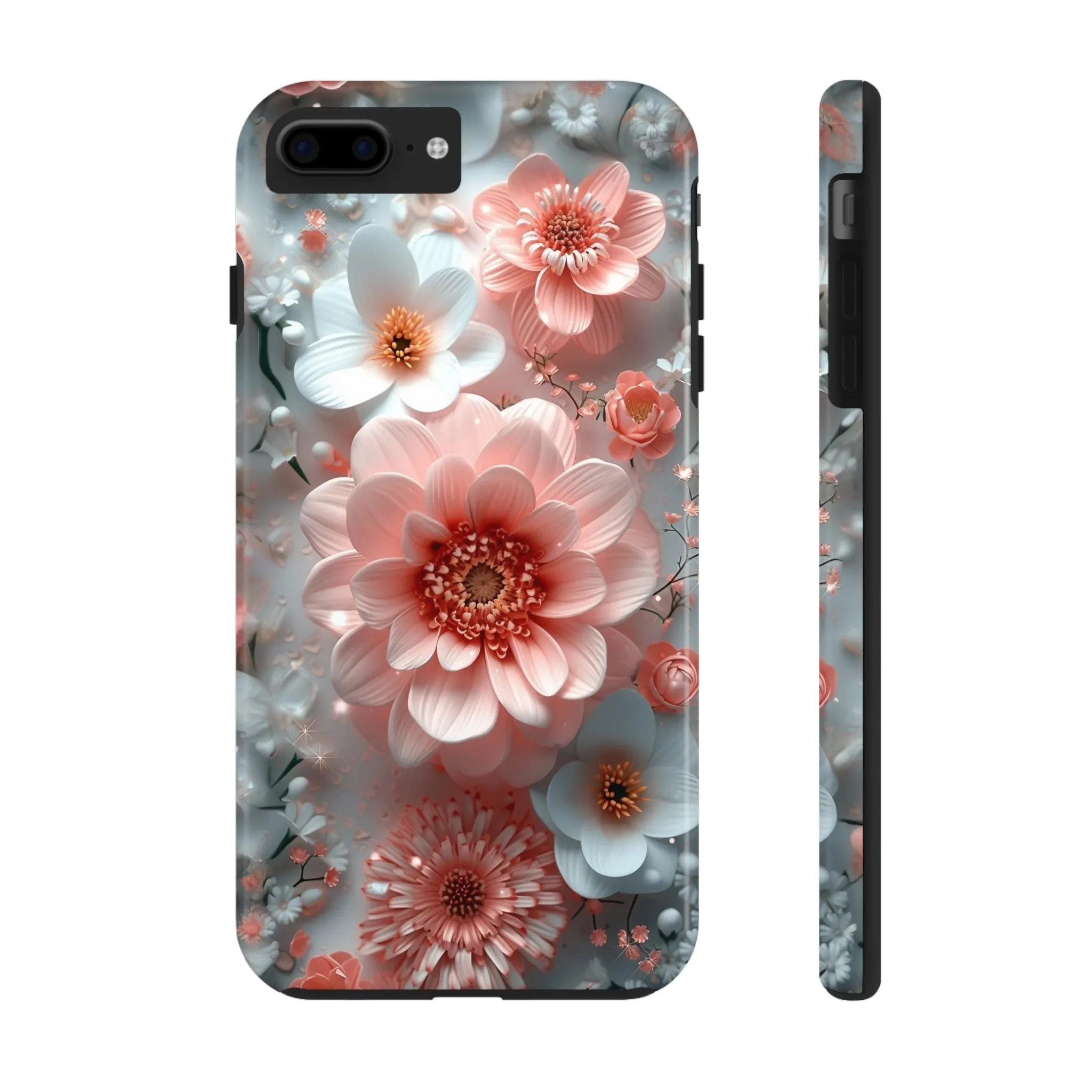 Floral iPhone Case, Elegant Pink and White Blossom Design, Protective Phone Cover, Stylish 3D Flower Pattern compatible with a large variety of iPhone models, Phone Case, Gift