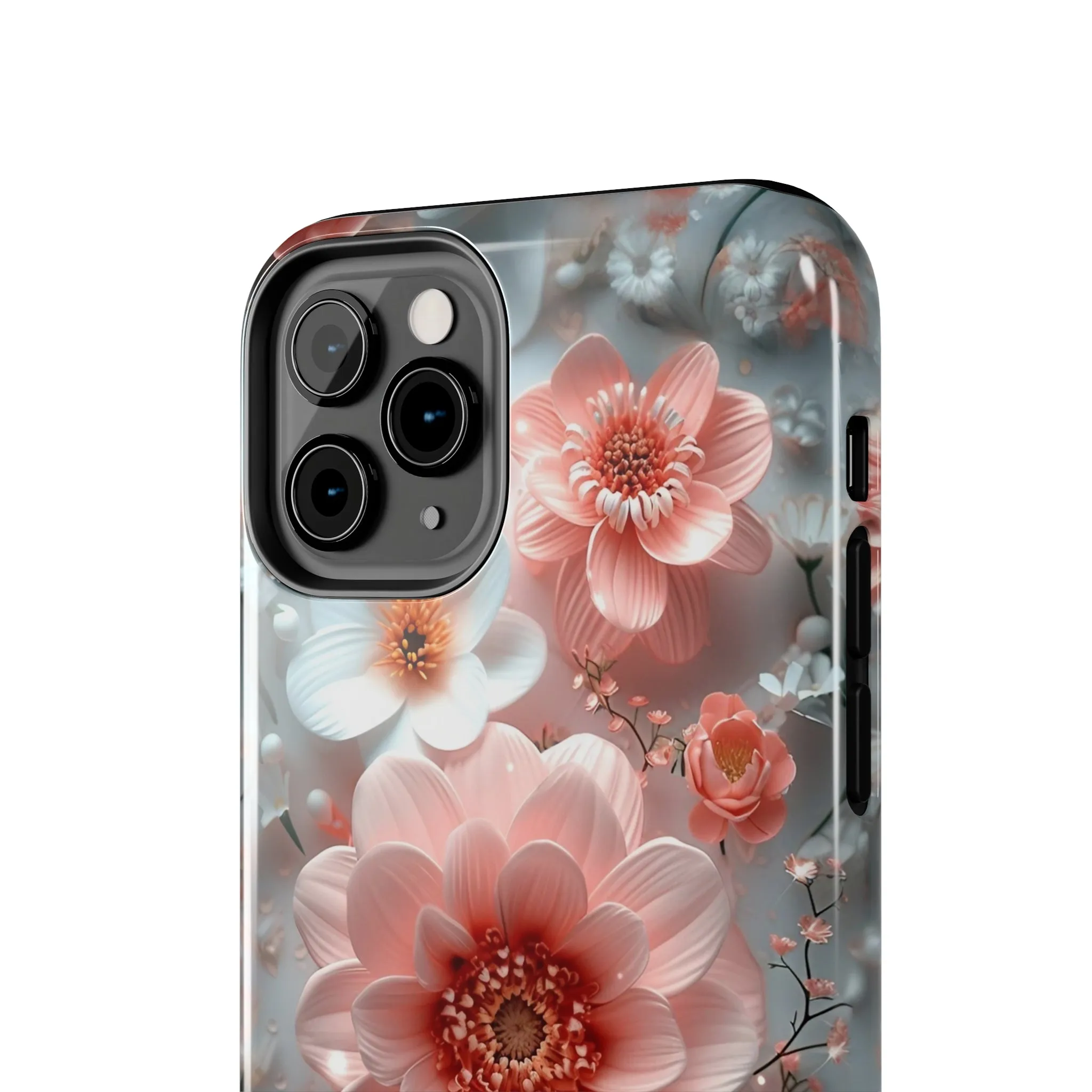 Floral iPhone Case, Elegant Pink and White Blossom Design, Protective Phone Cover, Stylish 3D Flower Pattern compatible with a large variety of iPhone models, Phone Case, Gift