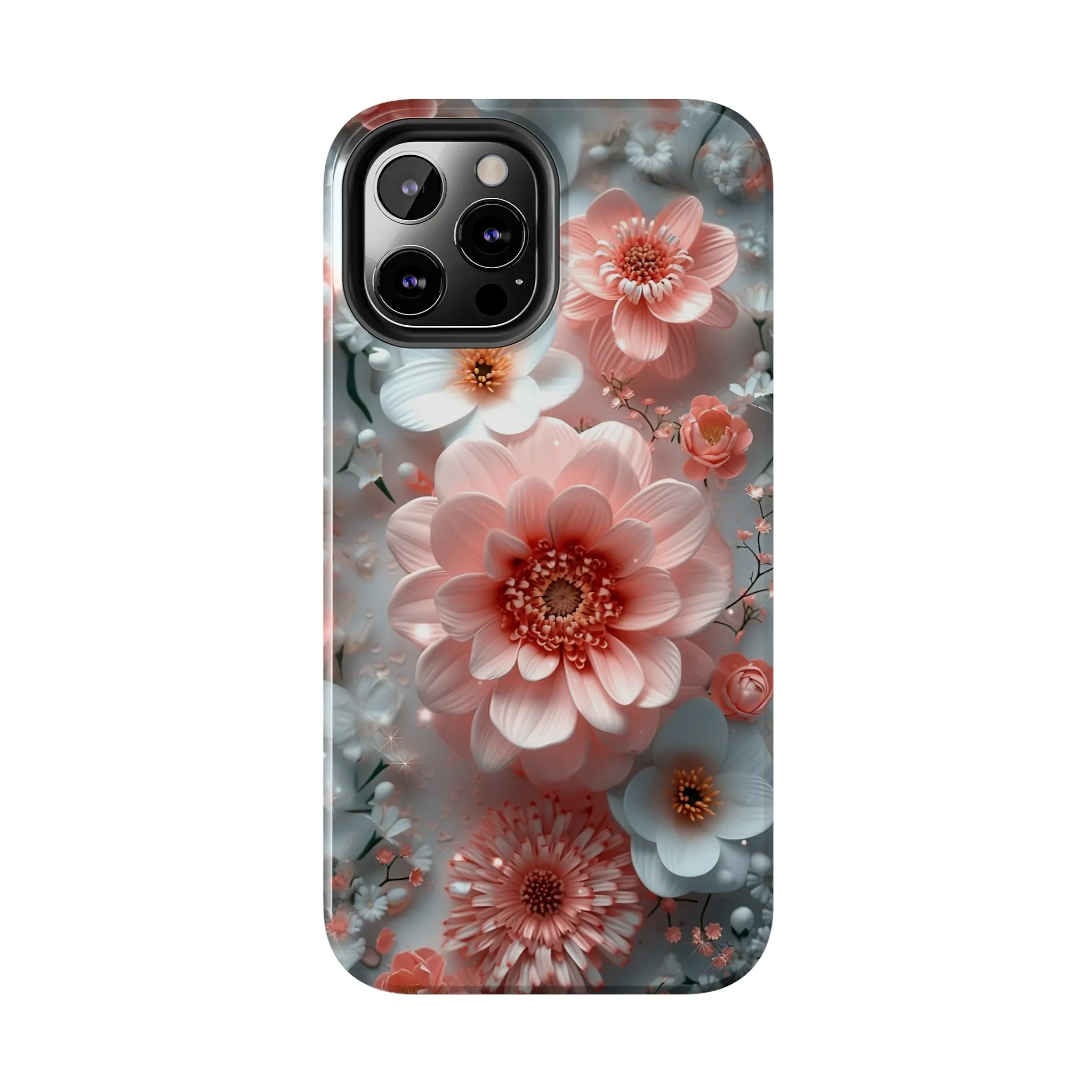 Floral iPhone Case, Elegant Pink and White Blossom Design, Protective Phone Cover, Stylish 3D Flower Pattern compatible with a large variety of iPhone models, Phone Case, Gift