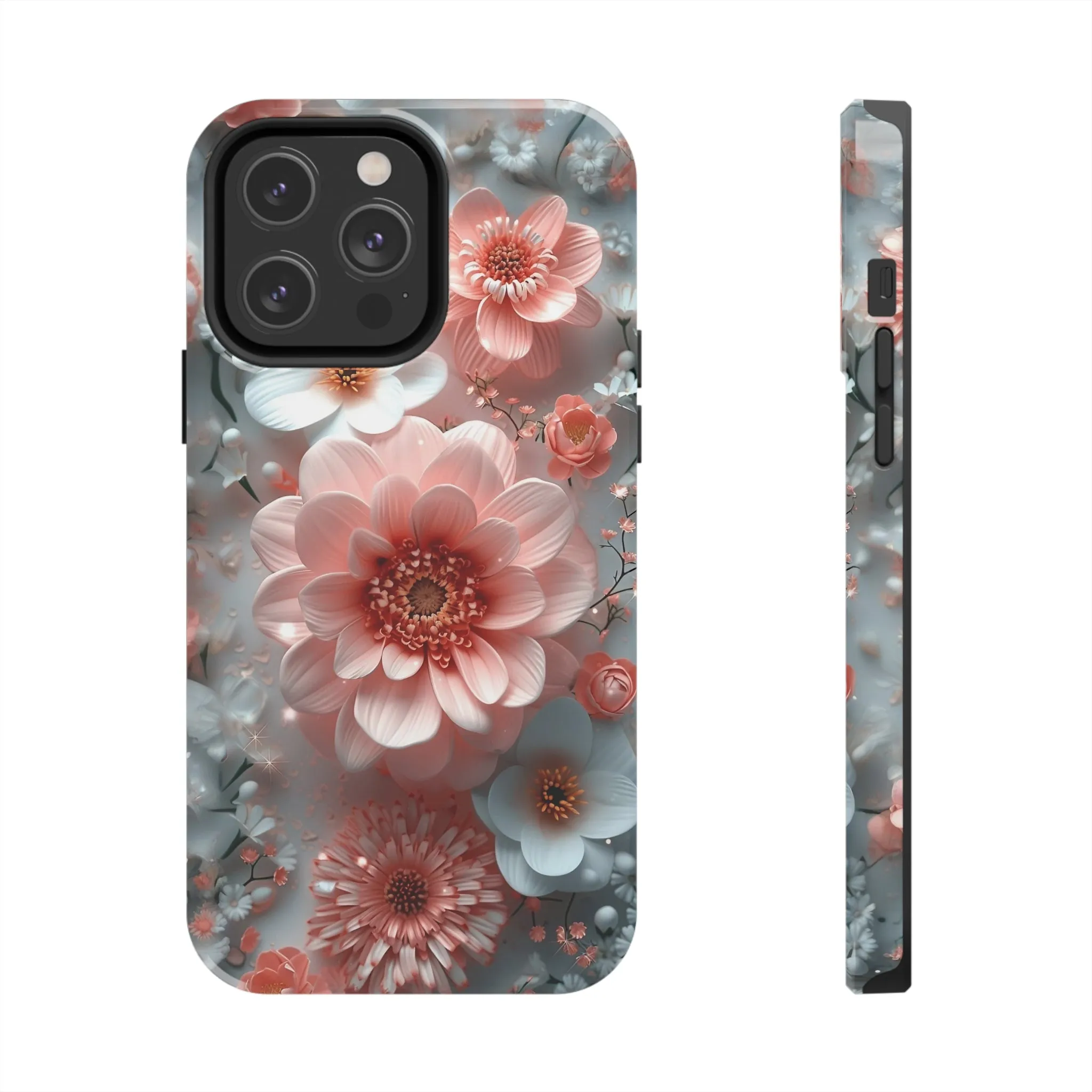 Floral iPhone Case, Elegant Pink and White Blossom Design, Protective Phone Cover, Stylish 3D Flower Pattern compatible with a large variety of iPhone models, Phone Case, Gift