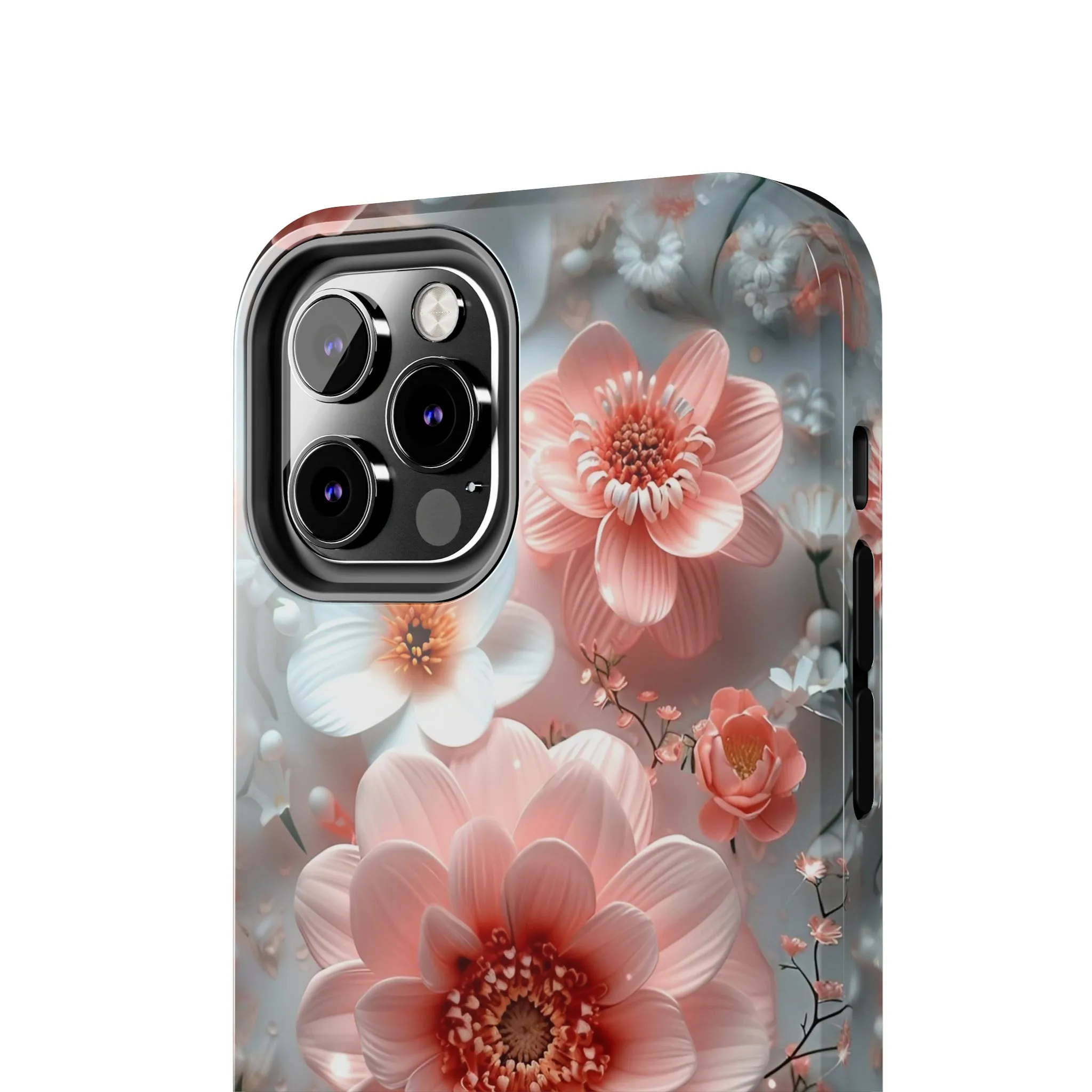 Floral iPhone Case, Elegant Pink and White Blossom Design, Protective Phone Cover, Stylish 3D Flower Pattern compatible with a large variety of iPhone models, Phone Case, Gift