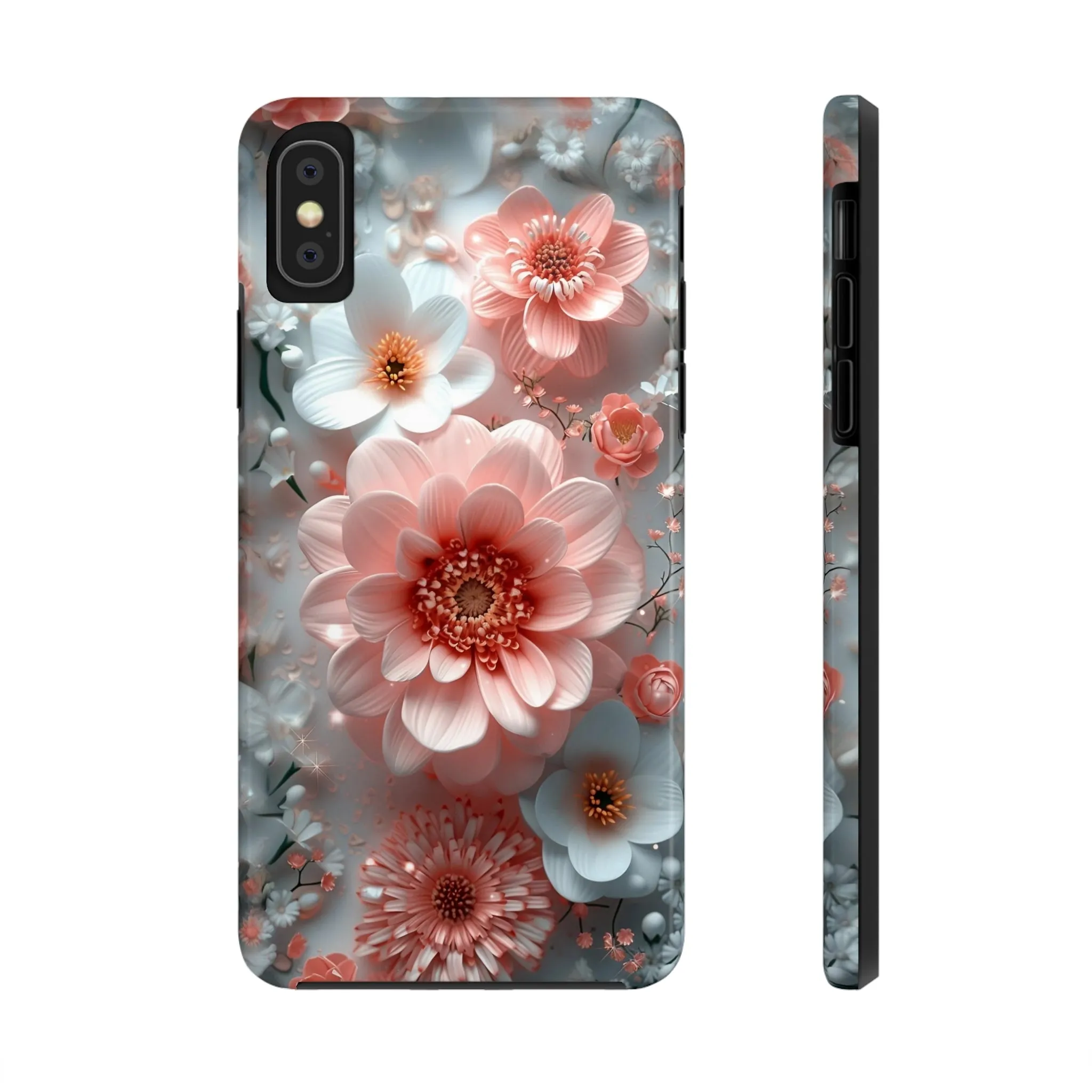 Floral iPhone Case, Elegant Pink and White Blossom Design, Protective Phone Cover, Stylish 3D Flower Pattern compatible with a large variety of iPhone models, Phone Case, Gift