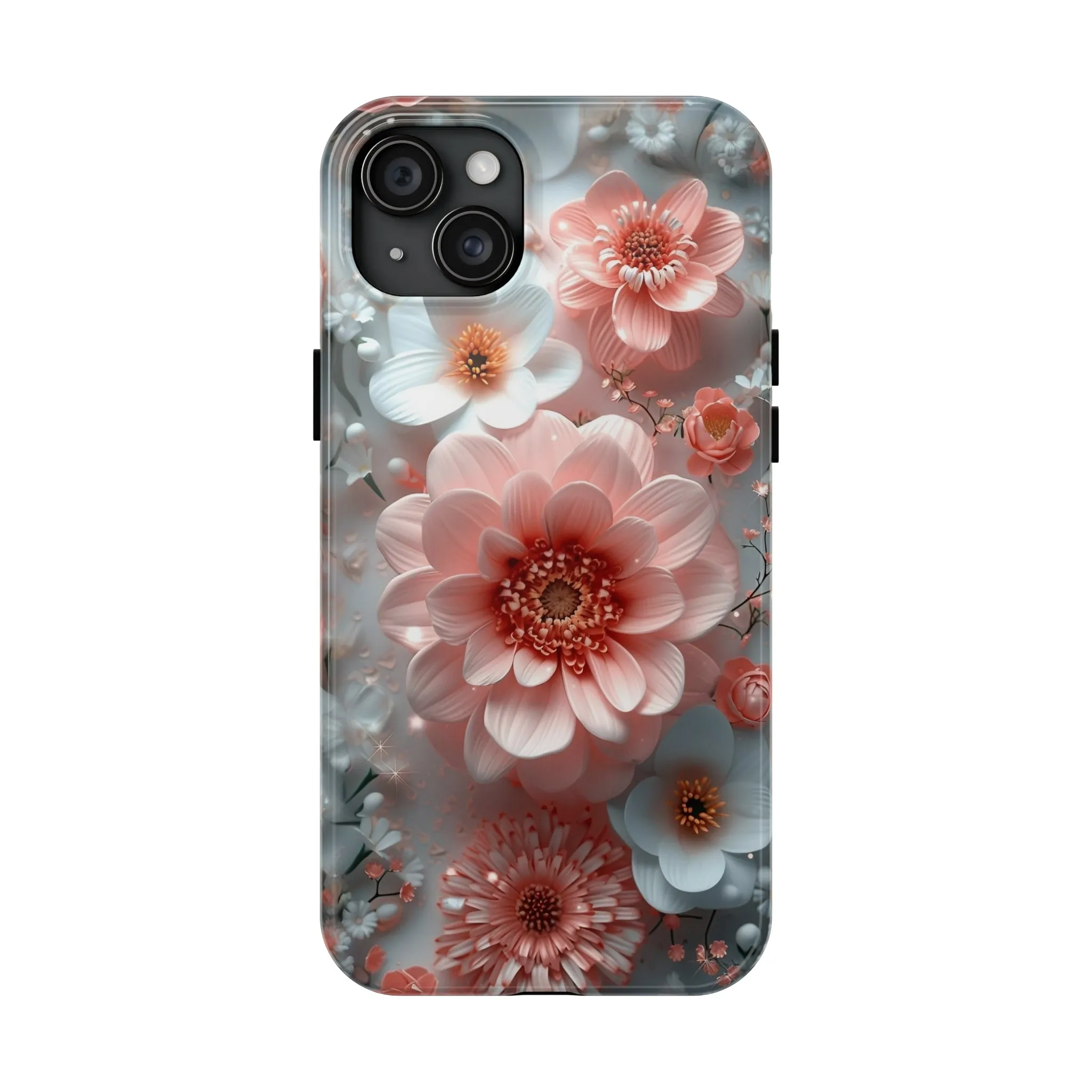 Floral iPhone Case, Elegant Pink and White Blossom Design, Protective Phone Cover, Stylish 3D Flower Pattern compatible with a large variety of iPhone models, Phone Case, Gift