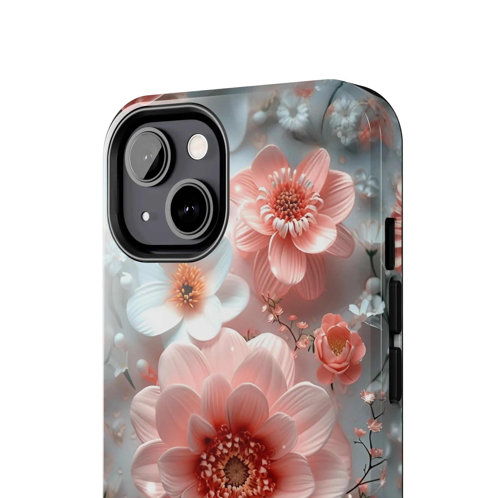 Floral iPhone Case, Elegant Pink and White Blossom Design, Protective Phone Cover, Stylish 3D Flower Pattern compatible with a large variety of iPhone models, Phone Case, Gift