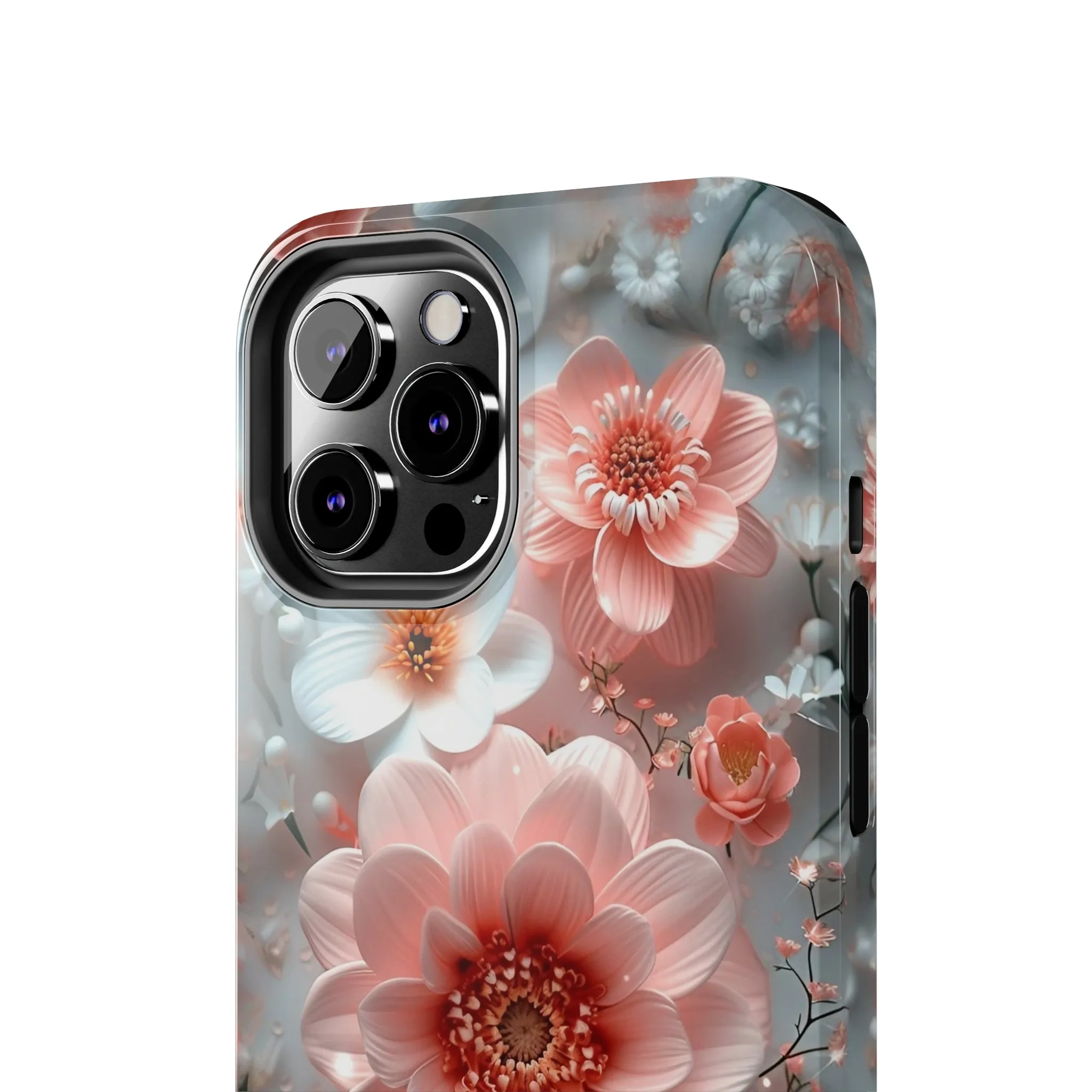 Floral iPhone Case, Elegant Pink and White Blossom Design, Protective Phone Cover, Stylish 3D Flower Pattern compatible with a large variety of iPhone models, Phone Case, Gift