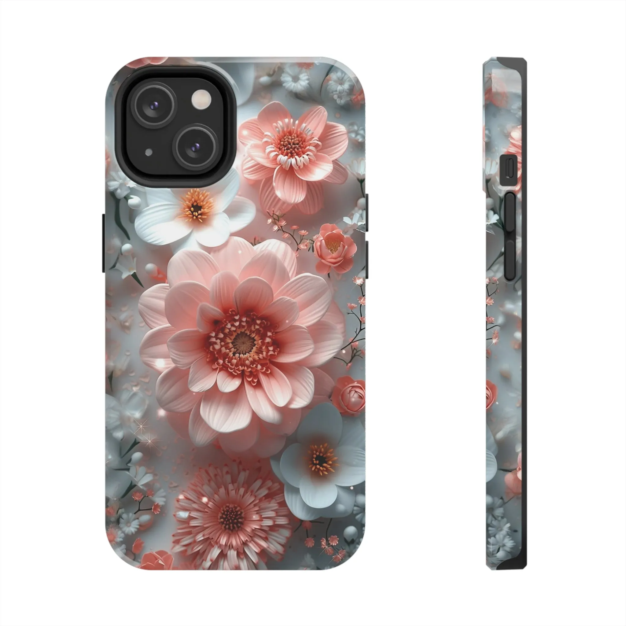 Floral iPhone Case, Elegant Pink and White Blossom Design, Protective Phone Cover, Stylish 3D Flower Pattern compatible with a large variety of iPhone models, Phone Case, Gift