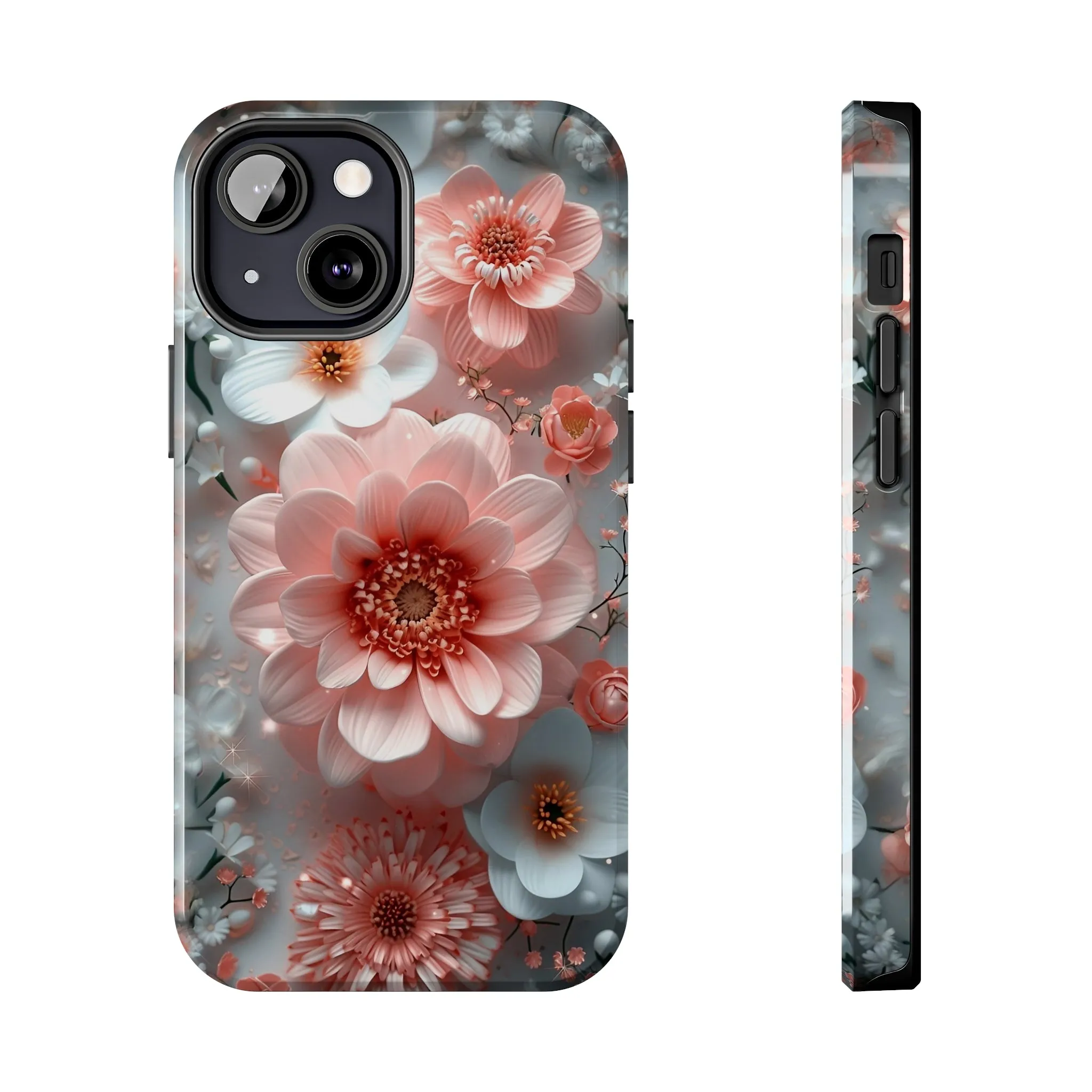 Floral iPhone Case, Elegant Pink and White Blossom Design, Protective Phone Cover, Stylish 3D Flower Pattern compatible with a large variety of iPhone models, Phone Case, Gift