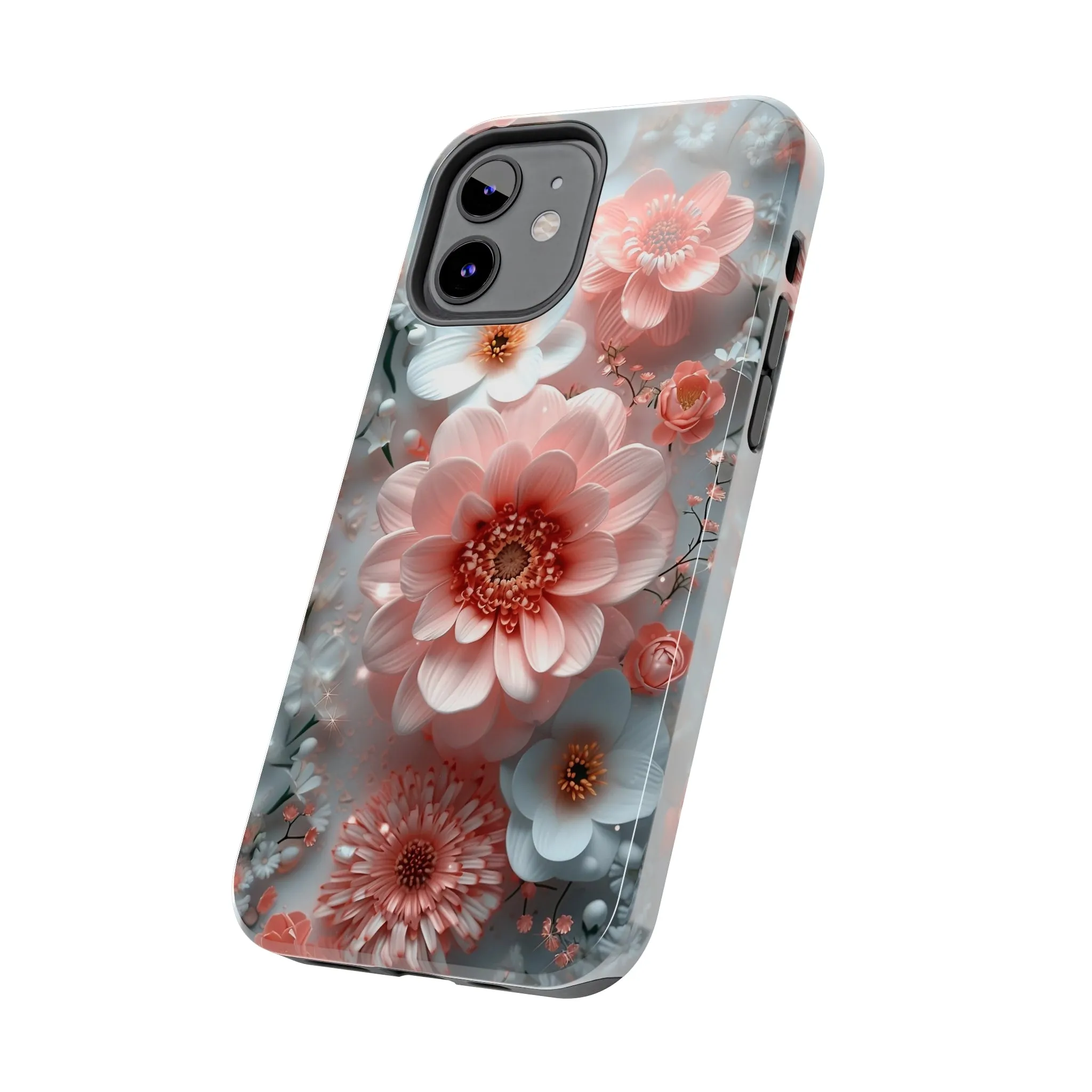 Floral iPhone Case, Elegant Pink and White Blossom Design, Protective Phone Cover, Stylish 3D Flower Pattern compatible with a large variety of iPhone models, Phone Case, Gift