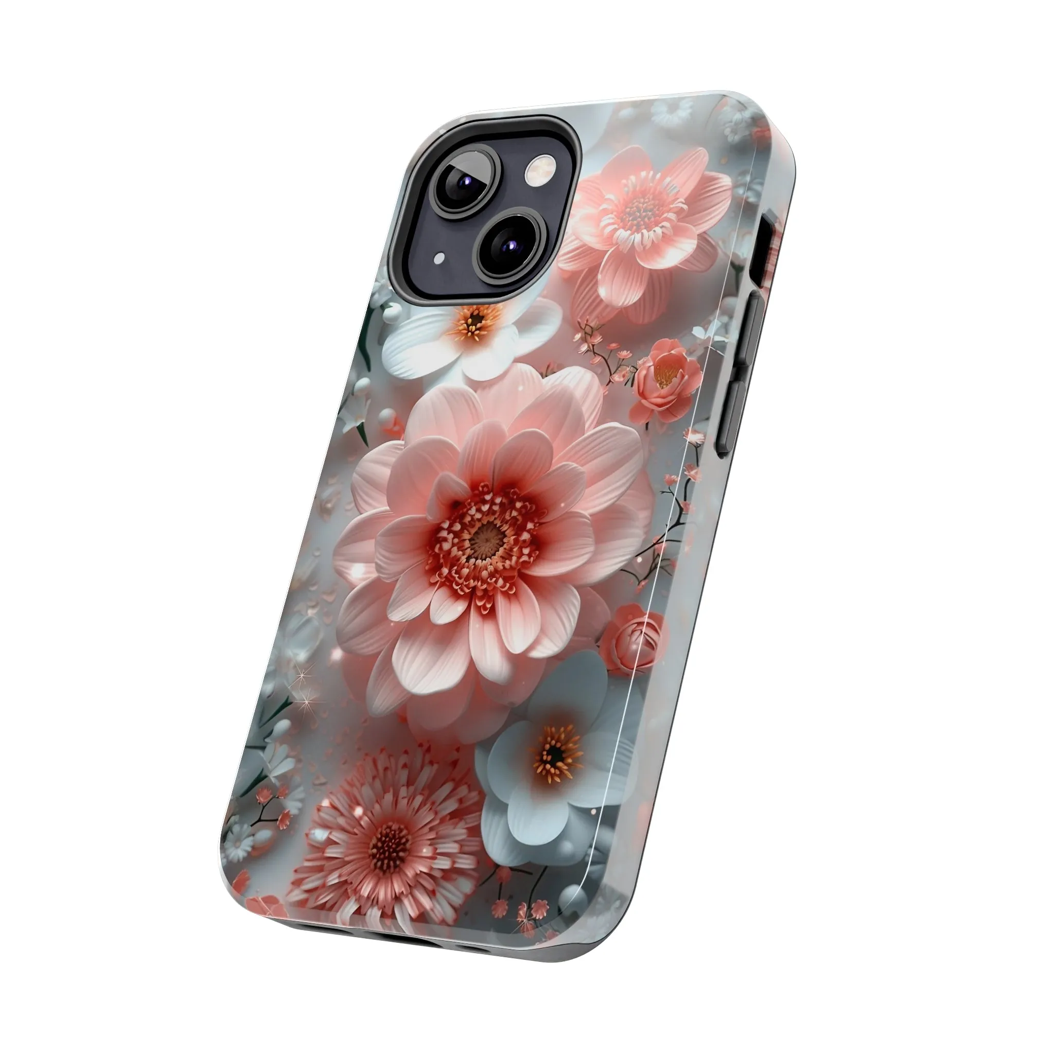 Floral iPhone Case, Elegant Pink and White Blossom Design, Protective Phone Cover, Stylish 3D Flower Pattern compatible with a large variety of iPhone models, Phone Case, Gift