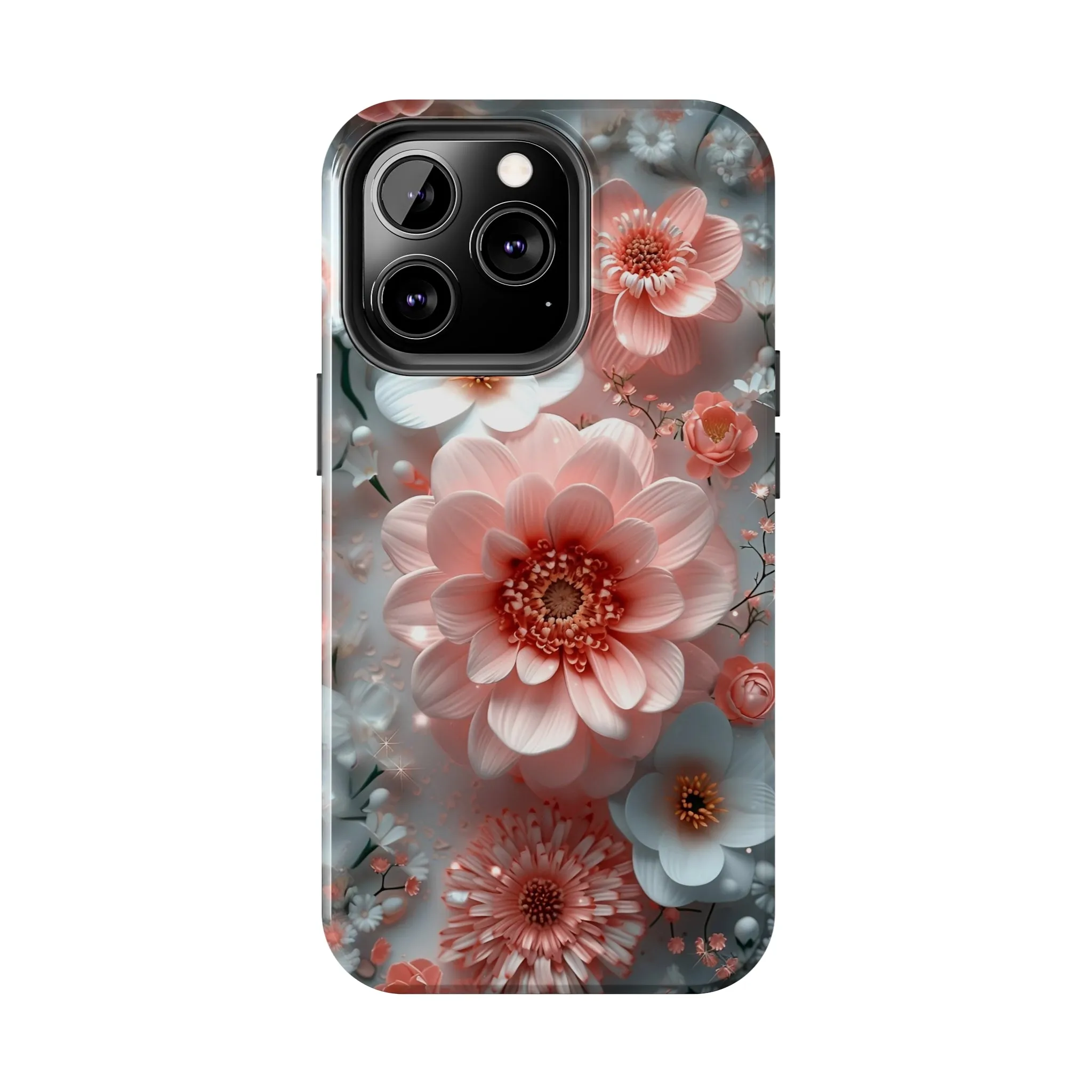 Floral iPhone Case, Elegant Pink and White Blossom Design, Protective Phone Cover, Stylish 3D Flower Pattern compatible with a large variety of iPhone models, Phone Case, Gift