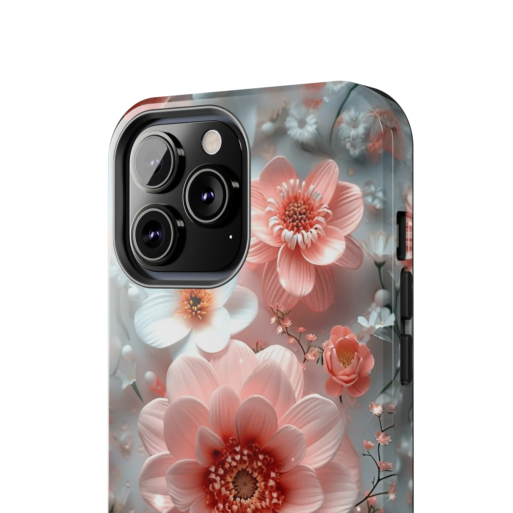 Floral iPhone Case, Elegant Pink and White Blossom Design, Protective Phone Cover, Stylish 3D Flower Pattern compatible with a large variety of iPhone models, Phone Case, Gift