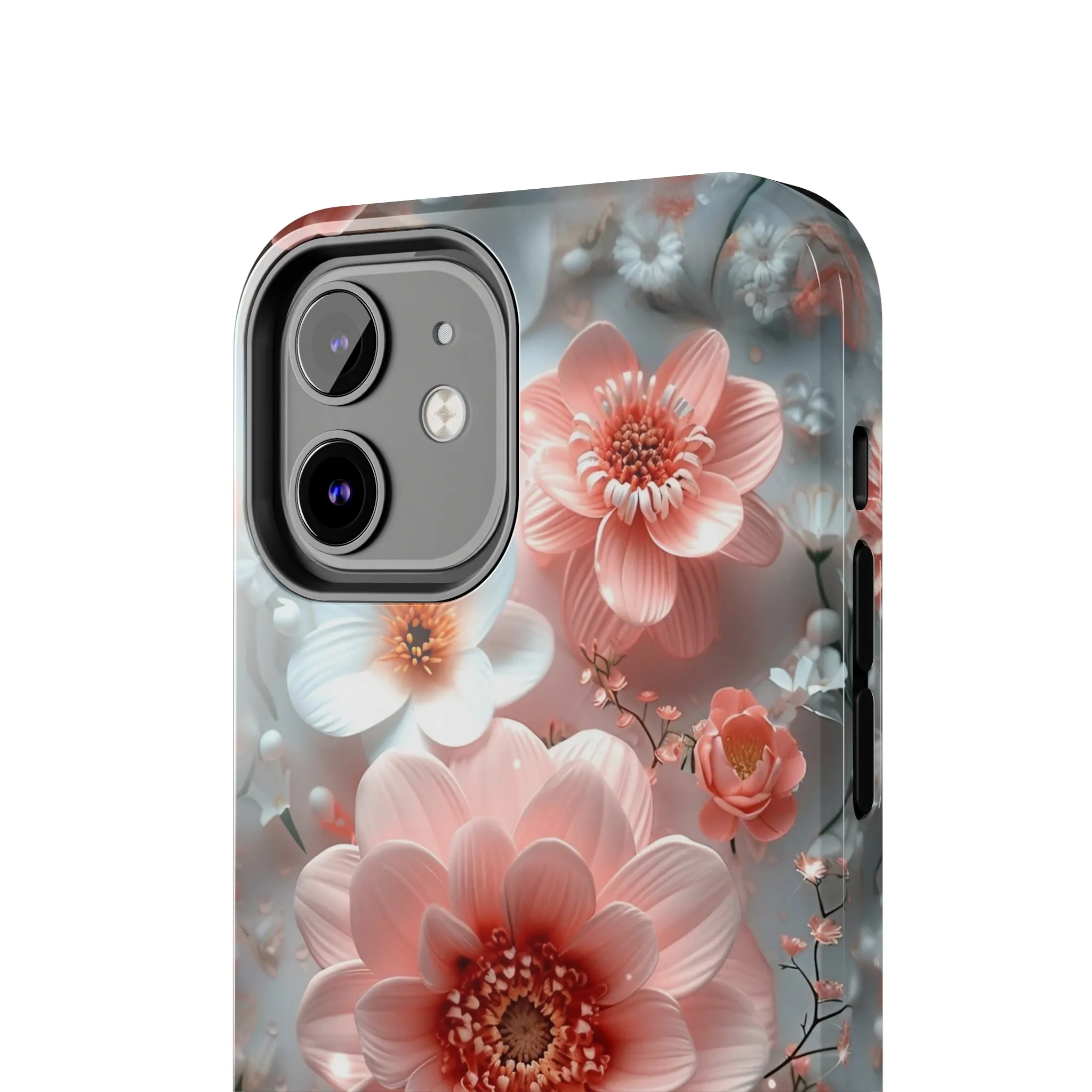 Floral iPhone Case, Elegant Pink and White Blossom Design, Protective Phone Cover, Stylish 3D Flower Pattern compatible with a large variety of iPhone models, Phone Case, Gift