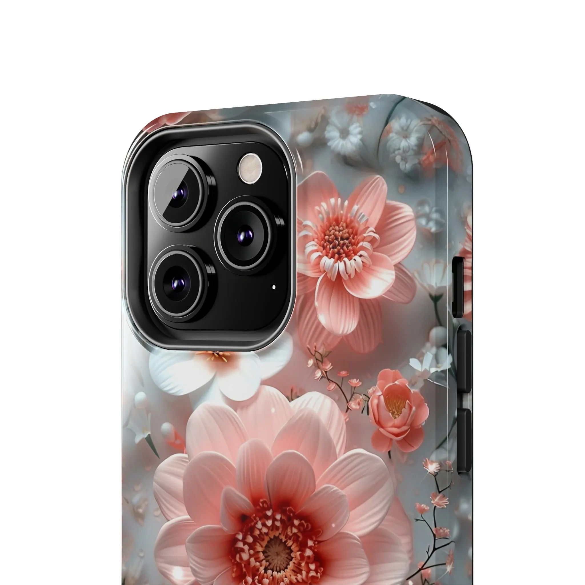 Floral iPhone Case, Elegant Pink and White Blossom Design, Protective Phone Cover, Stylish 3D Flower Pattern compatible with a large variety of iPhone models, Phone Case, Gift