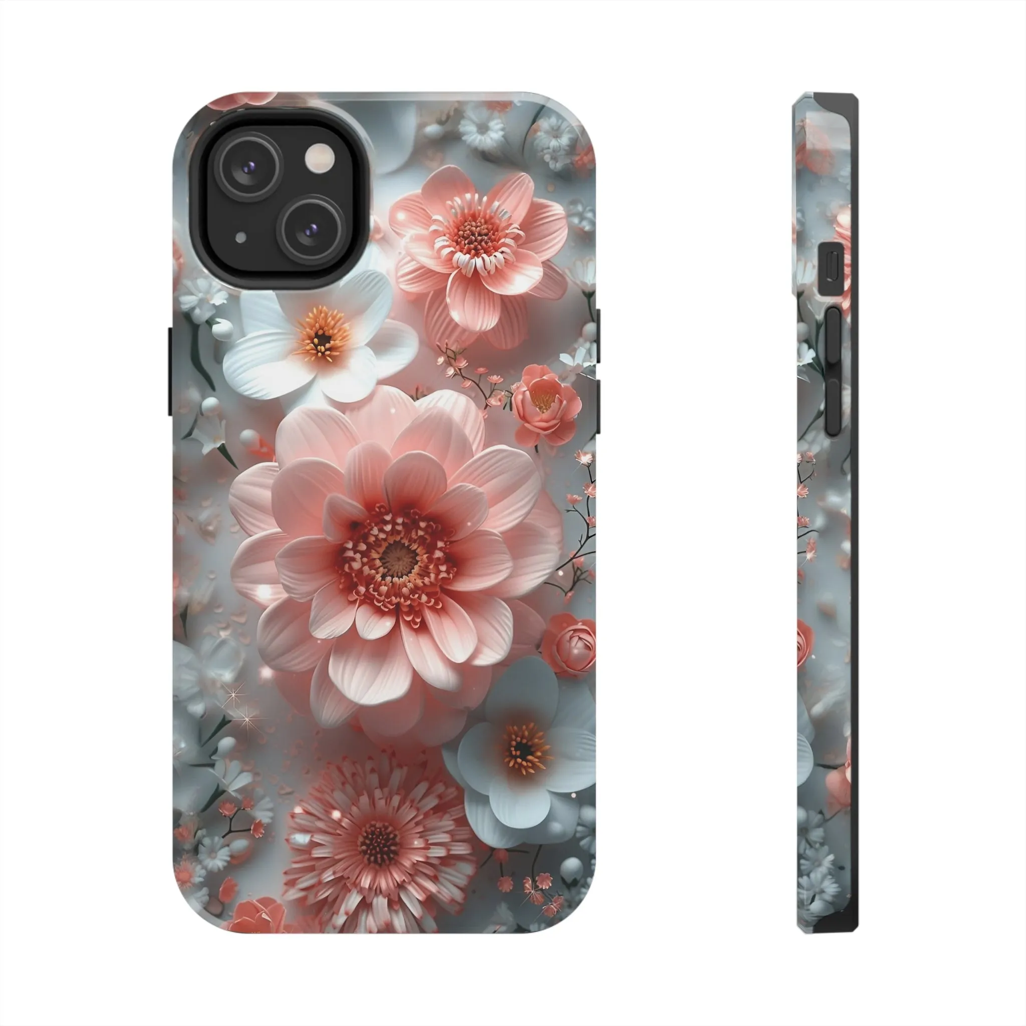 Floral iPhone Case, Elegant Pink and White Blossom Design, Protective Phone Cover, Stylish 3D Flower Pattern compatible with a large variety of iPhone models, Phone Case, Gift