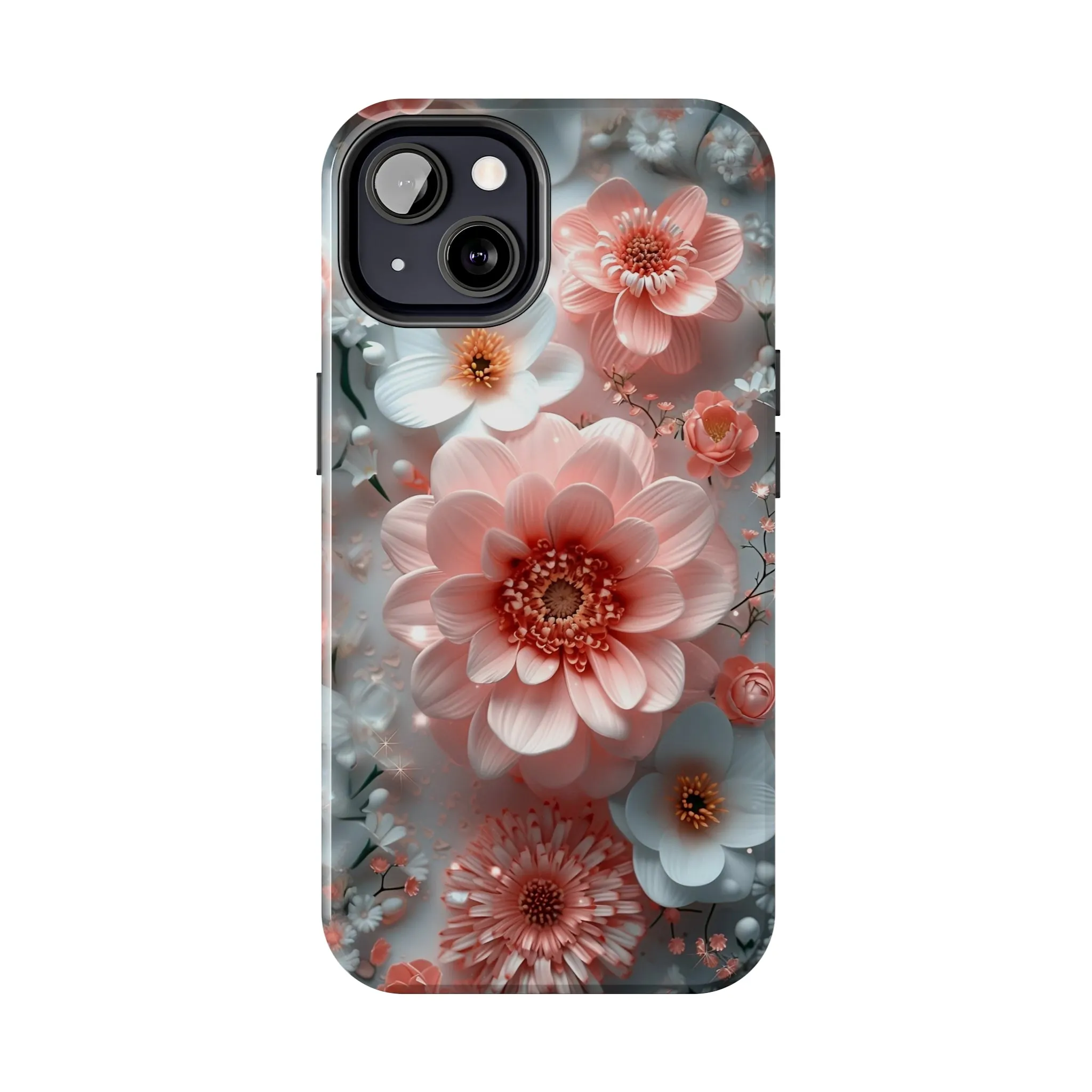 Floral iPhone Case, Elegant Pink and White Blossom Design, Protective Phone Cover, Stylish 3D Flower Pattern compatible with a large variety of iPhone models, Phone Case, Gift