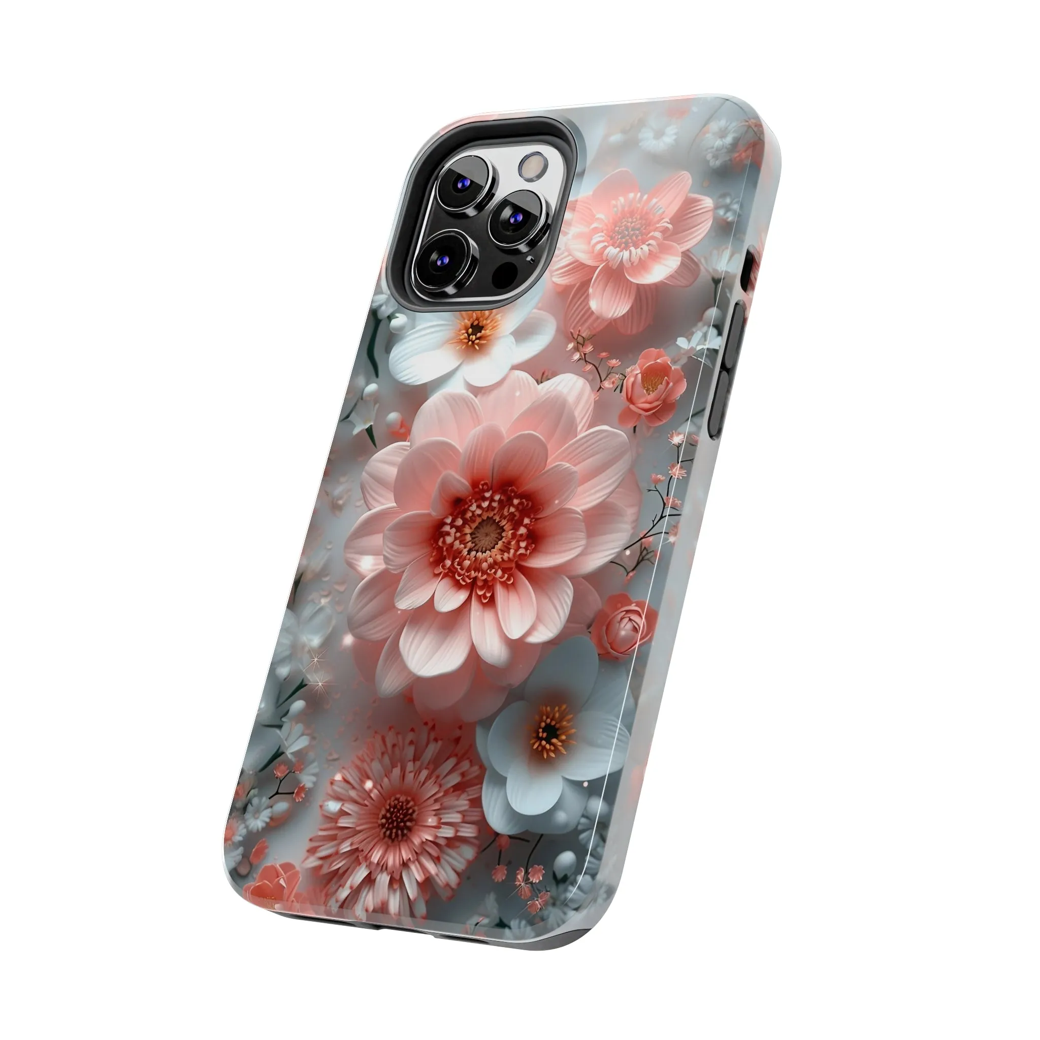 Floral iPhone Case, Elegant Pink and White Blossom Design, Protective Phone Cover, Stylish 3D Flower Pattern compatible with a large variety of iPhone models, Phone Case, Gift