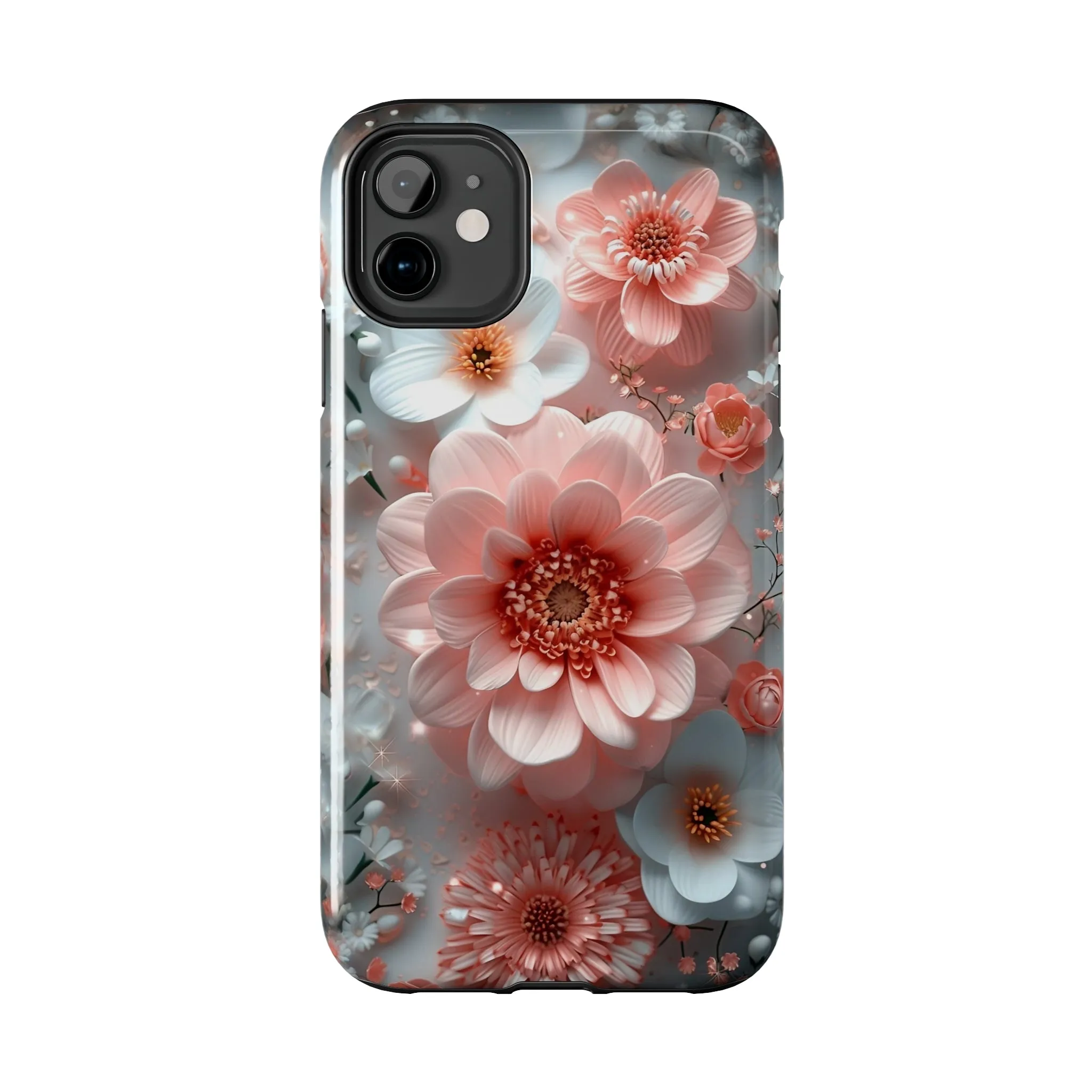 Floral iPhone Case, Elegant Pink and White Blossom Design, Protective Phone Cover, Stylish 3D Flower Pattern compatible with a large variety of iPhone models, Phone Case, Gift