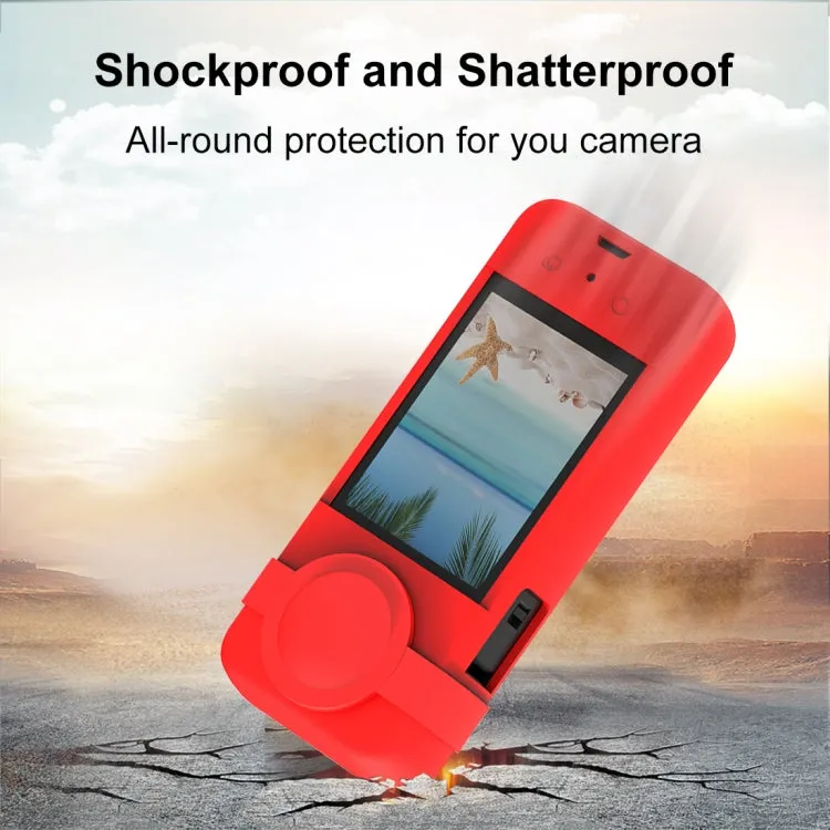 For Insta360 X3 PULUZ Silicone Protective Case with Lens Cover(Red)