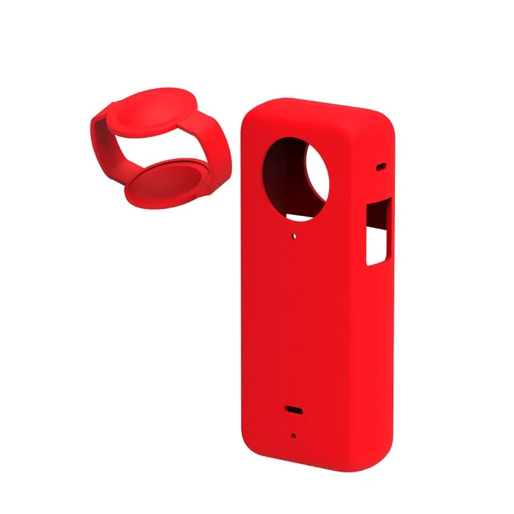 For Insta360 X3 PULUZ Silicone Protective Case with Lens Cover(Red)