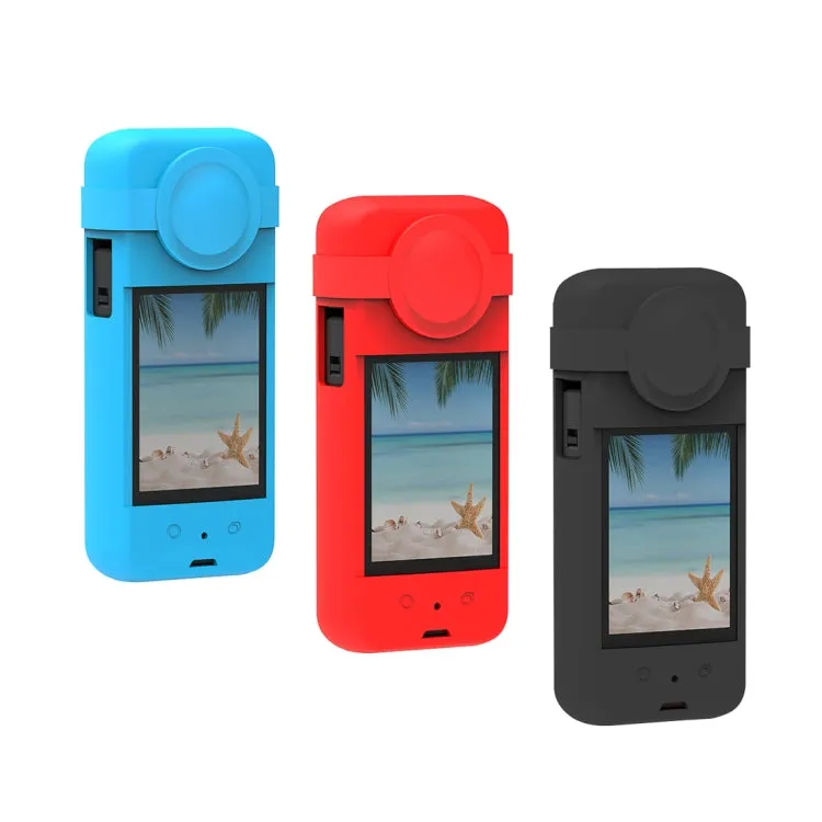 For Insta360 X3 PULUZ Silicone Protective Case with Lens Cover(Red)