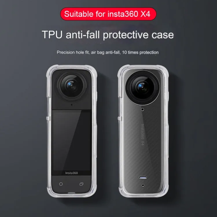 For Insta360 X4 Clear 1.5mm Soft TPU Protective Case With Neck Strap(Transperant)