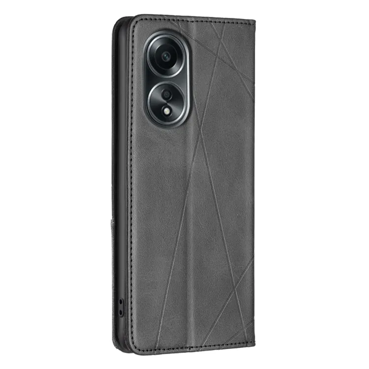 For OPPO A98 5G Prismatic Invisible Magnetic Leather Phone Case(Black)