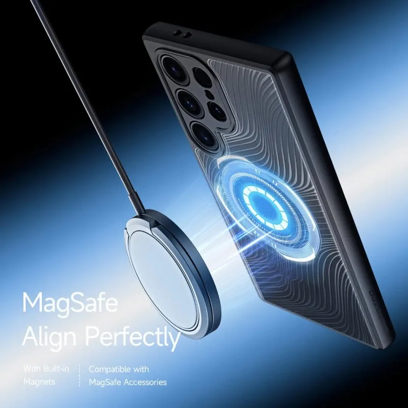 Frosted Style Transparent TPU Phone Case With Magsafe With Flowing Lines For Samsung Galaxy S23 S24